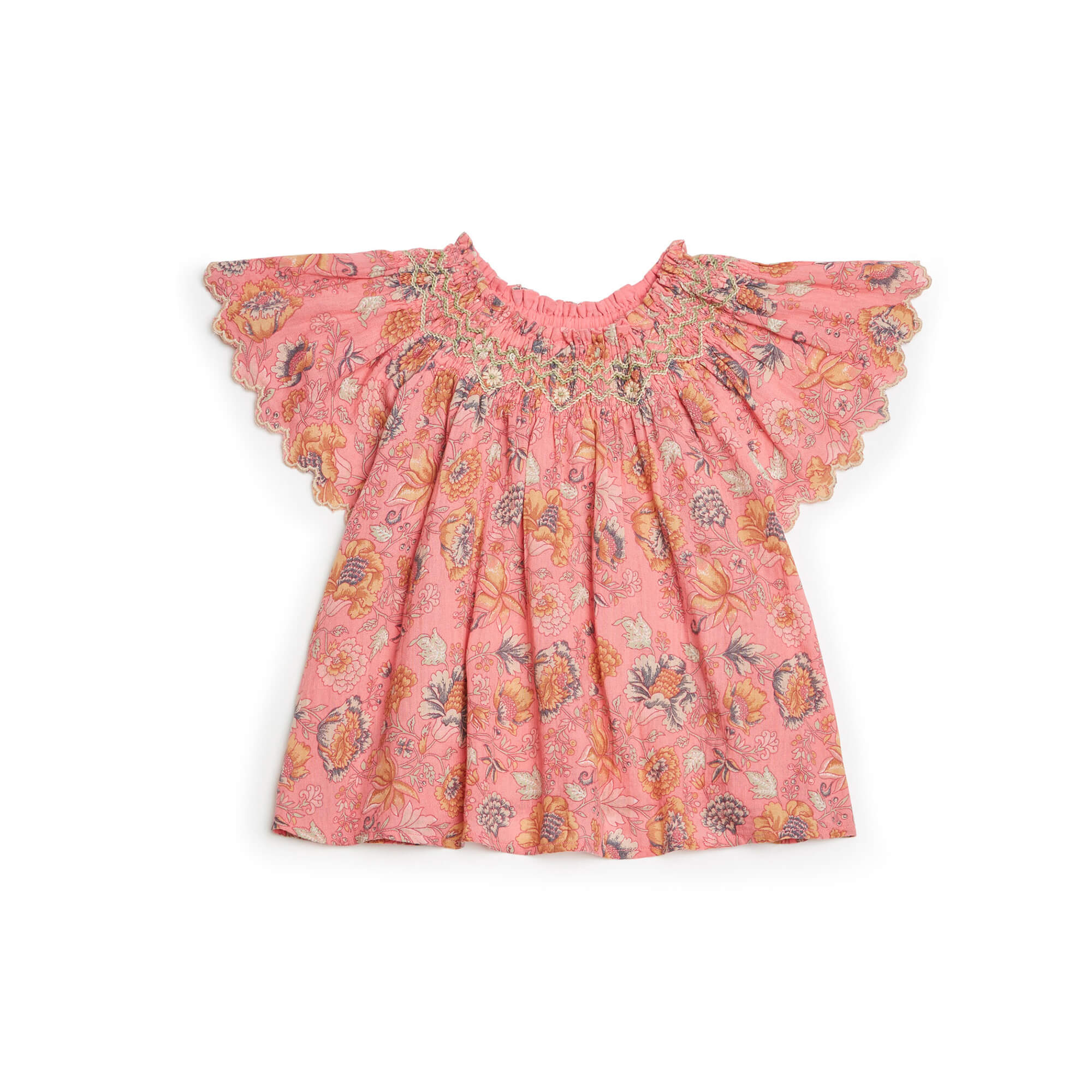 Girls Pink Flower Cotton Top