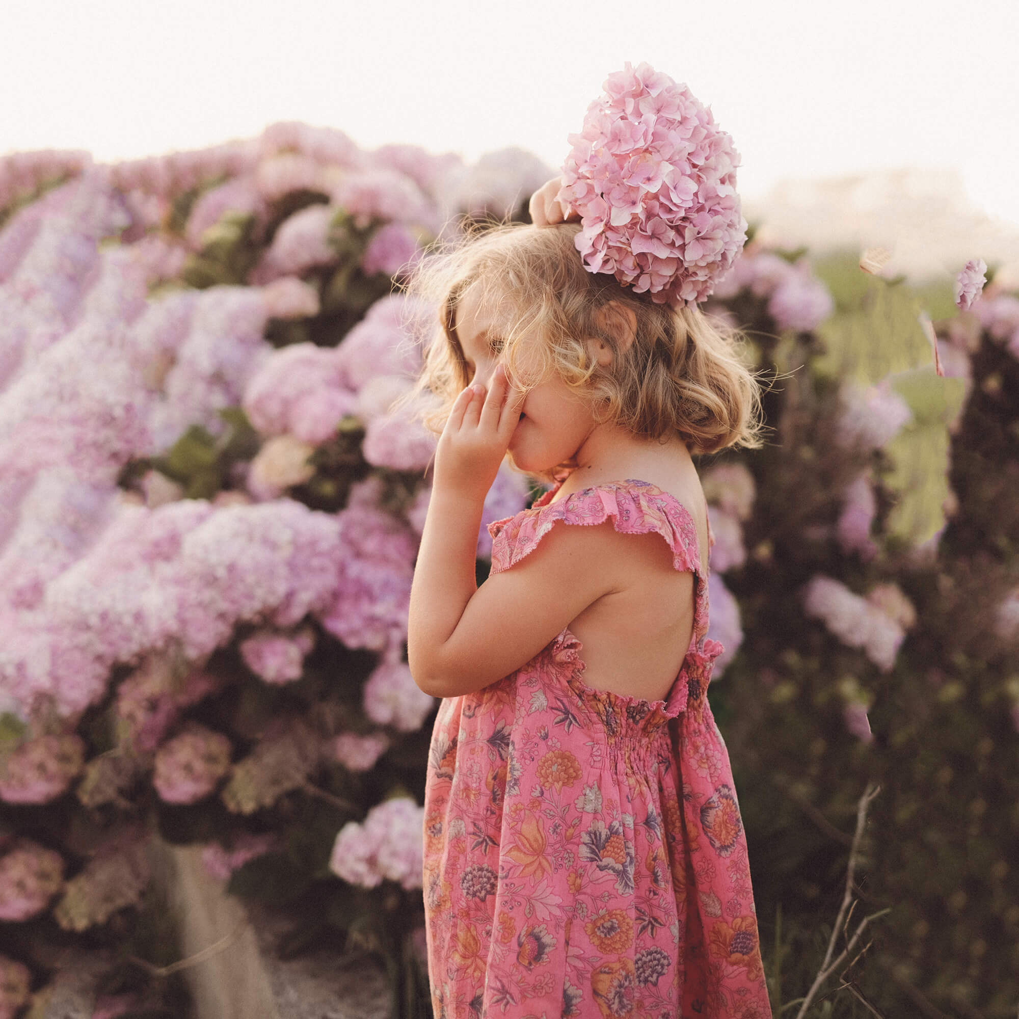 Girls Pink Flower Cotton Dress