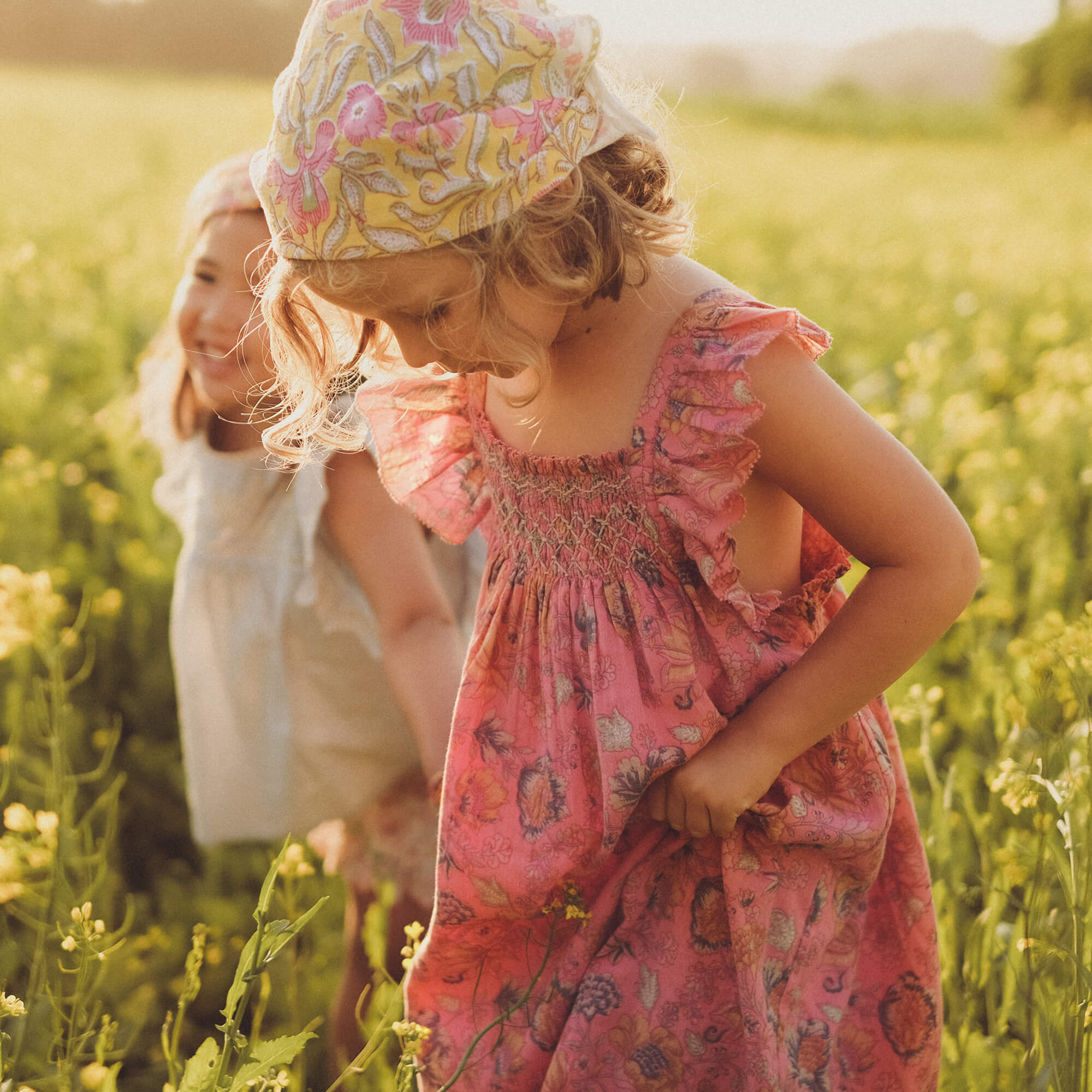 Girls Pink Flower Cotton Dress