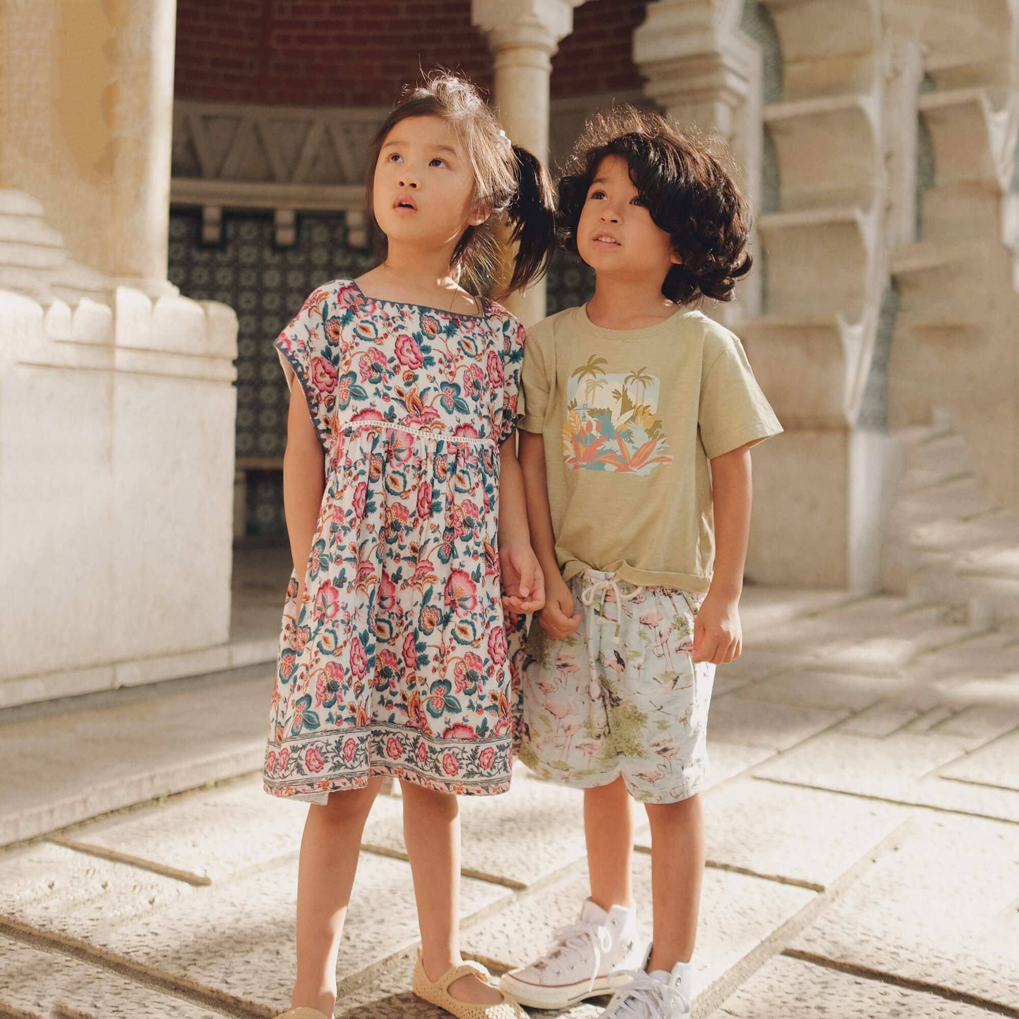 Girls White Flower Cotton Dress
