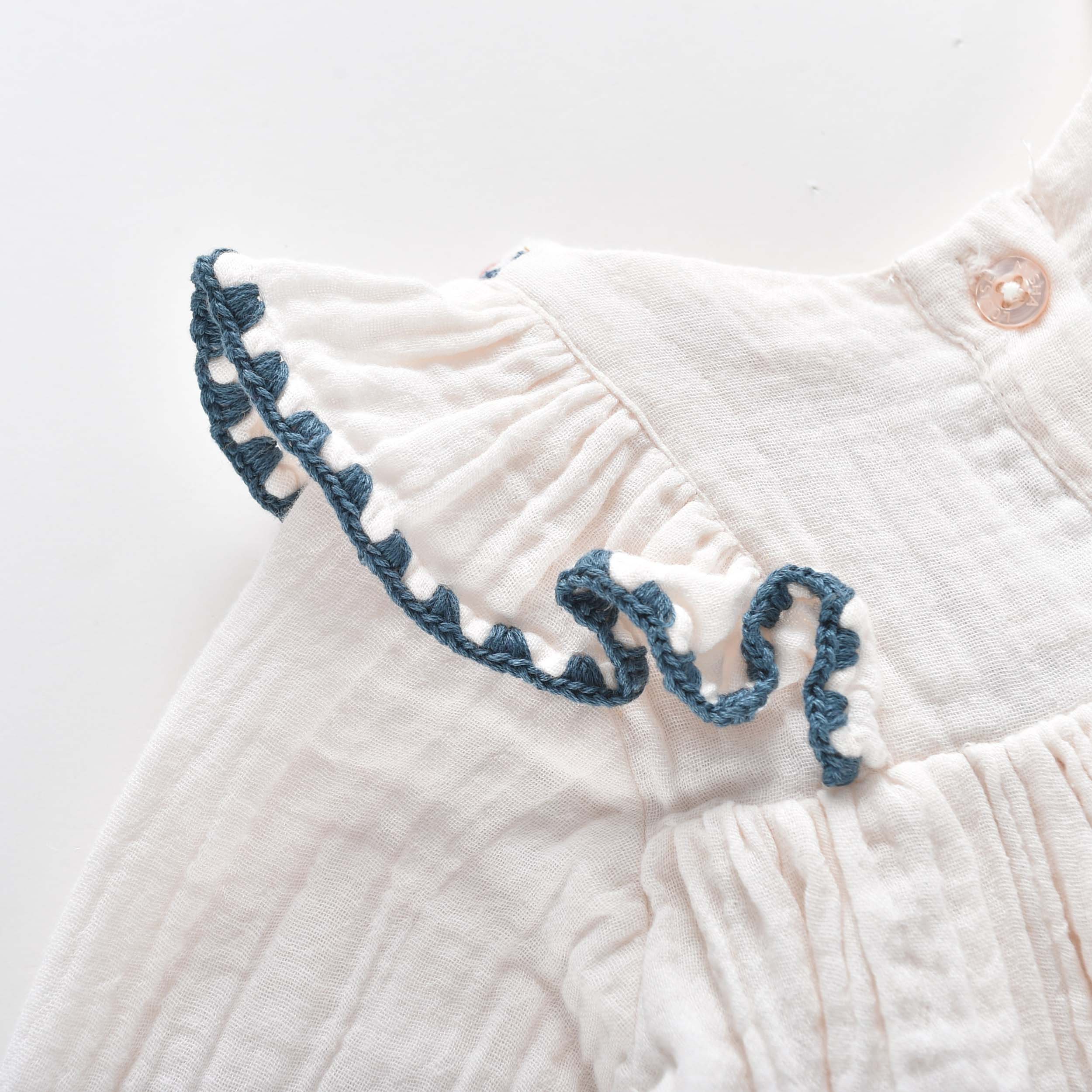 Girls White Embroidered Cotton Shirt