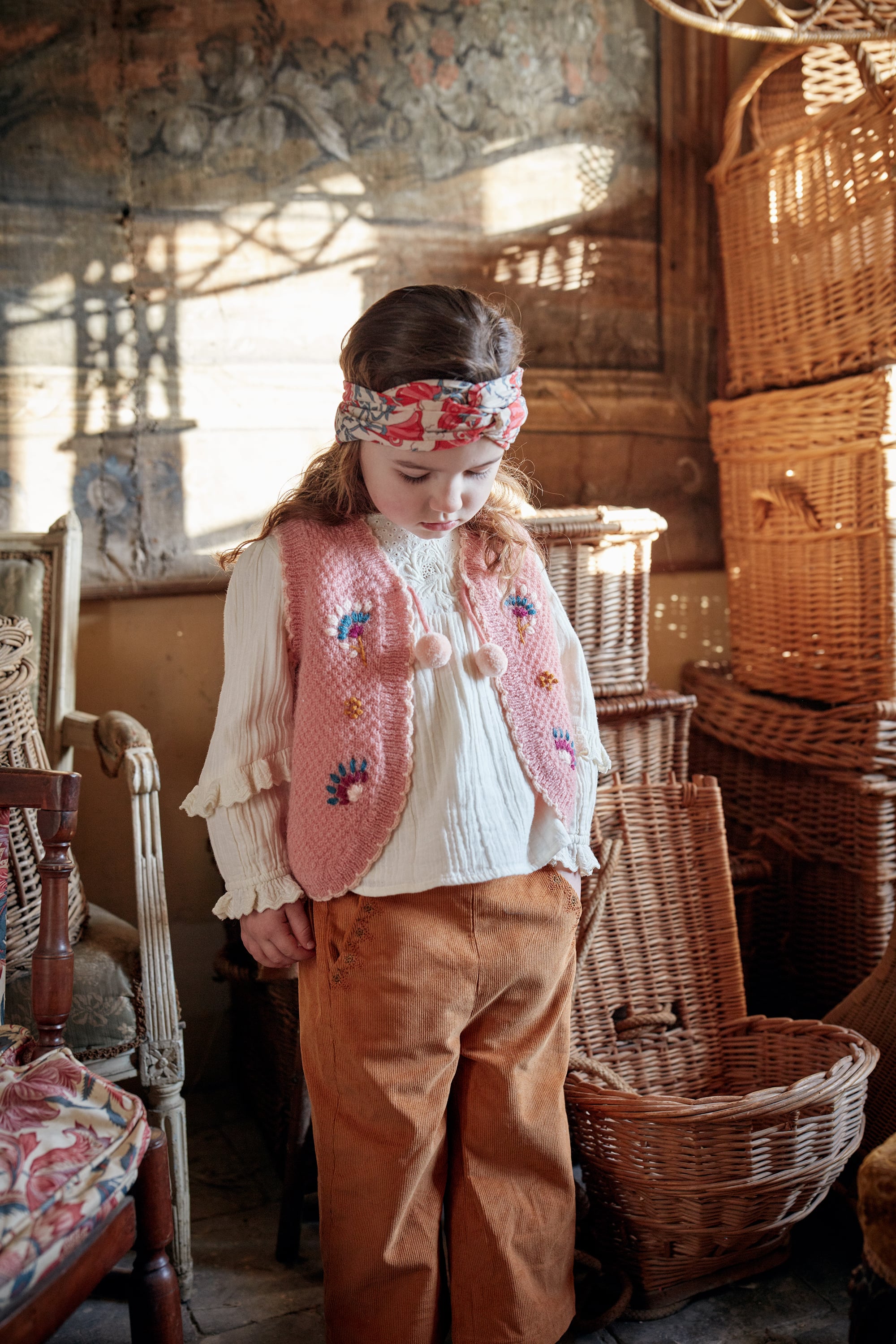 Girls White Ruffled Cotton Shirt