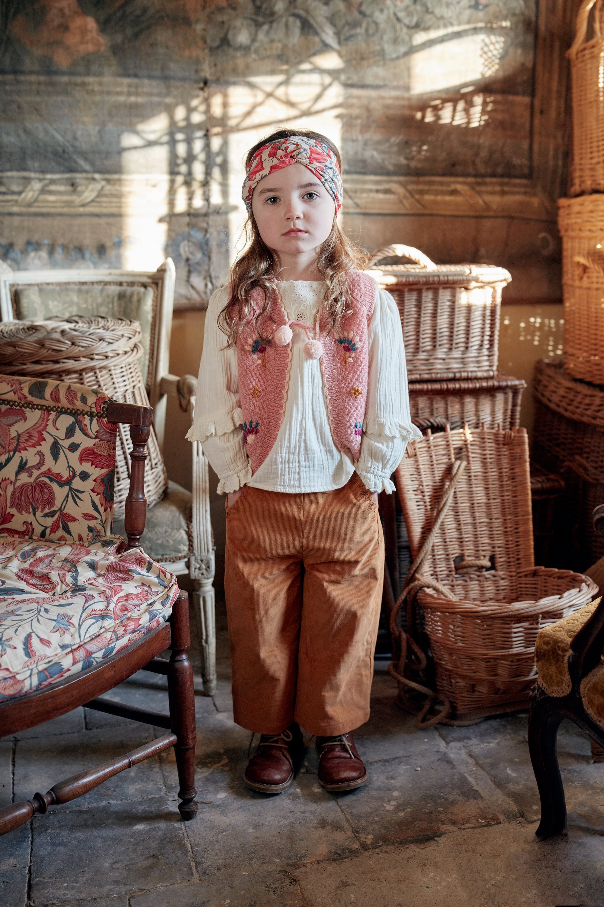 Girls White Ruffled Cotton Shirt