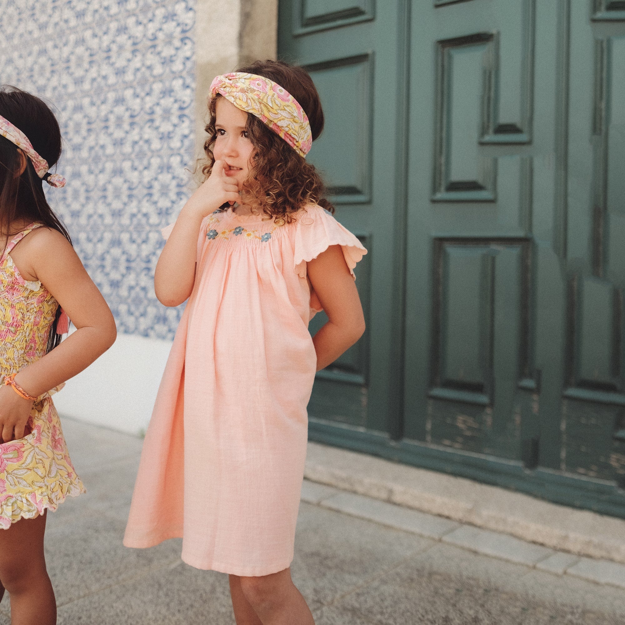 Girls Pink Embroidered Cotton Dress