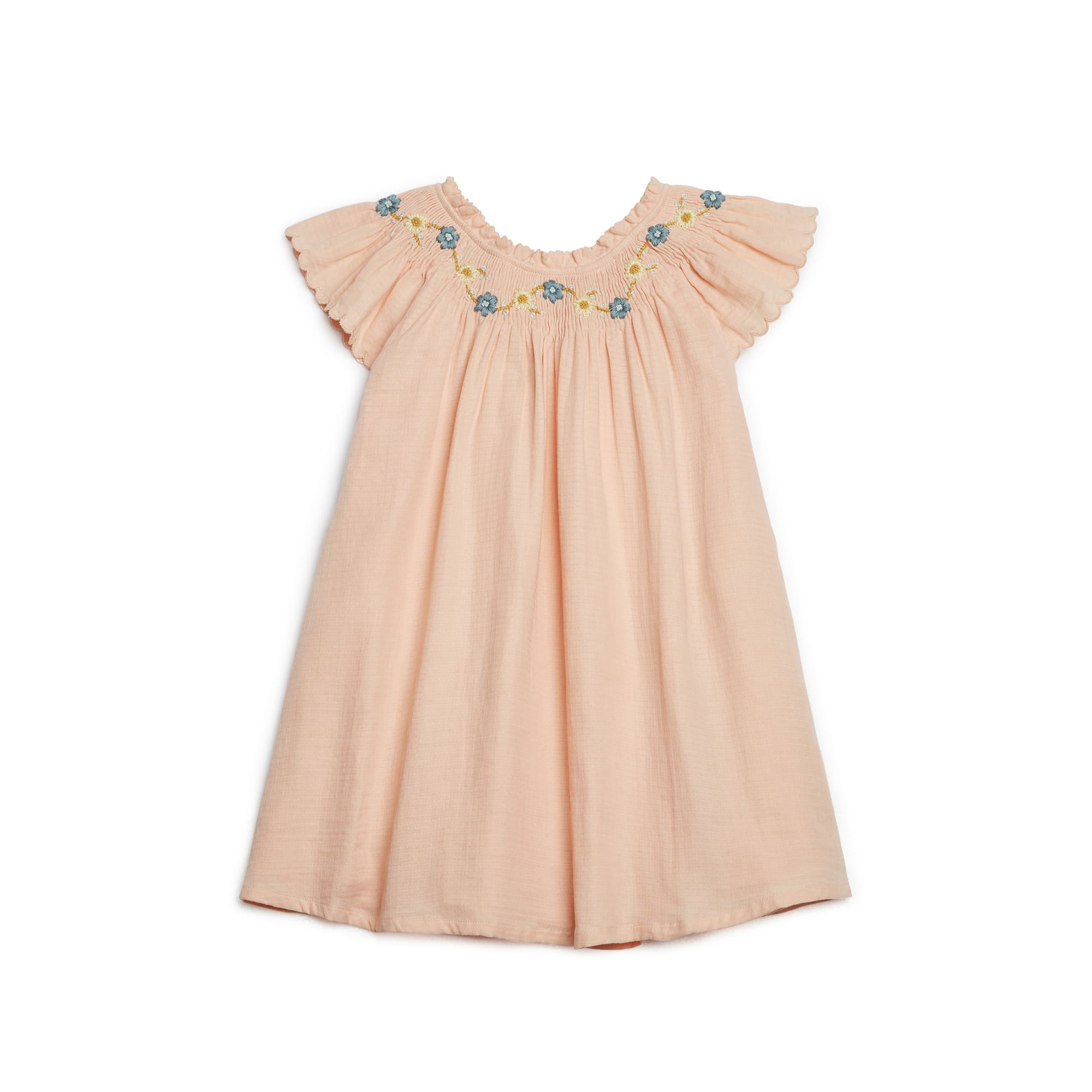 Girls Pink Embroidered Cotton Dress