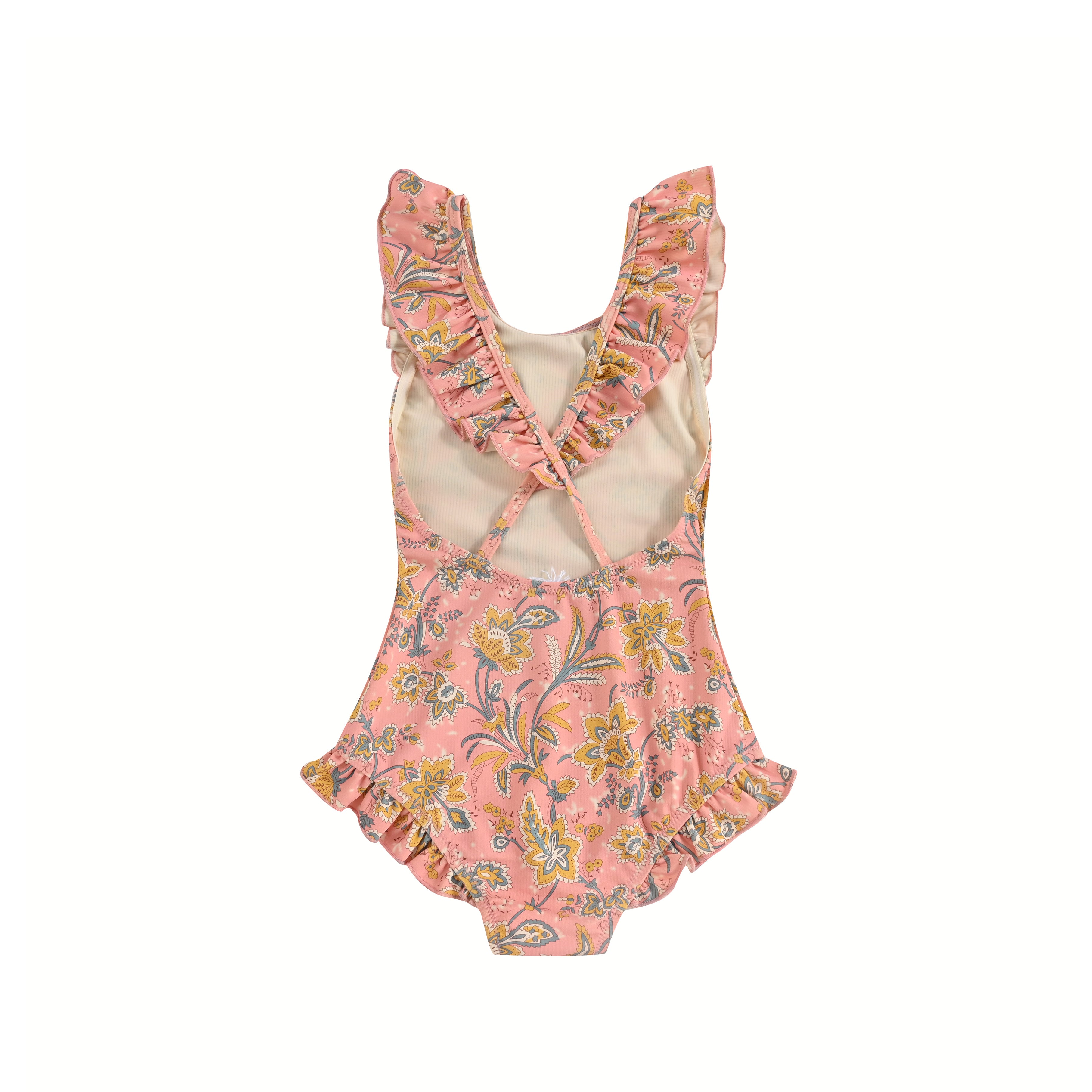 Girls Pink Flowers Swimsuit
