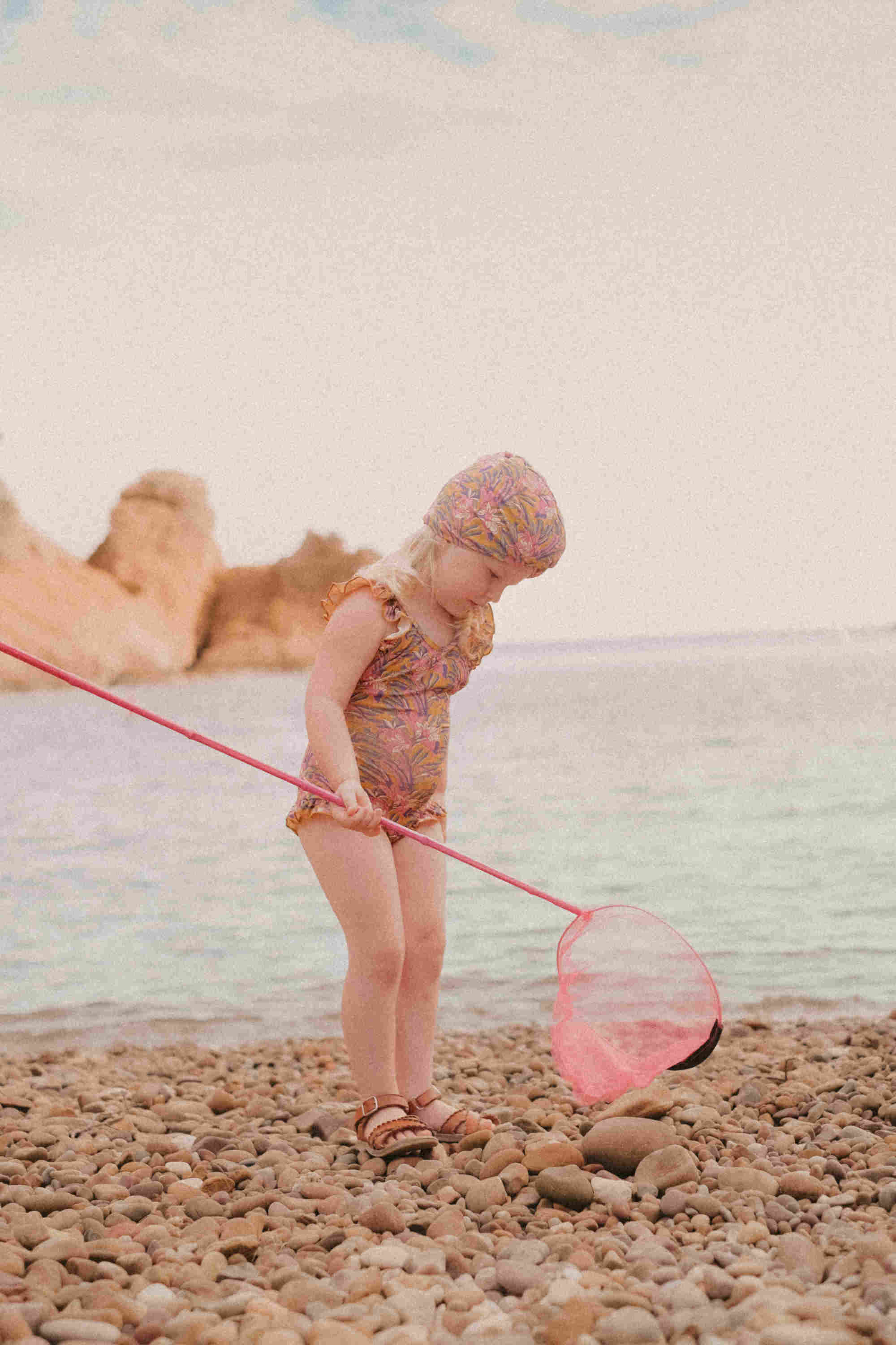 Girls Brown Flowers Swimsuit