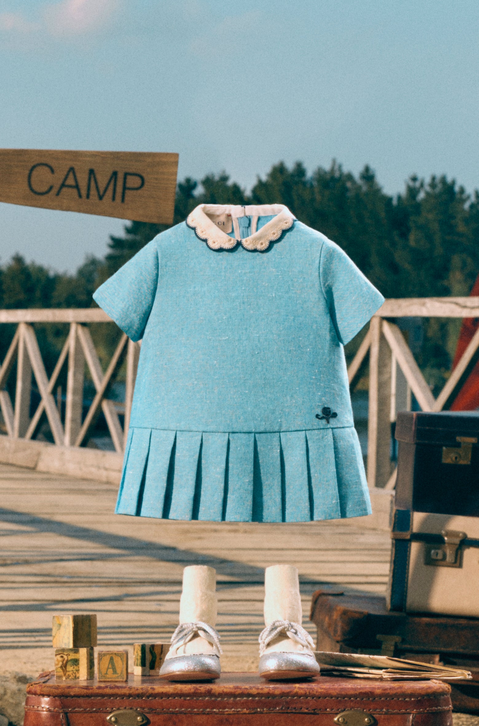 Baby Girls Blue Printed Dress