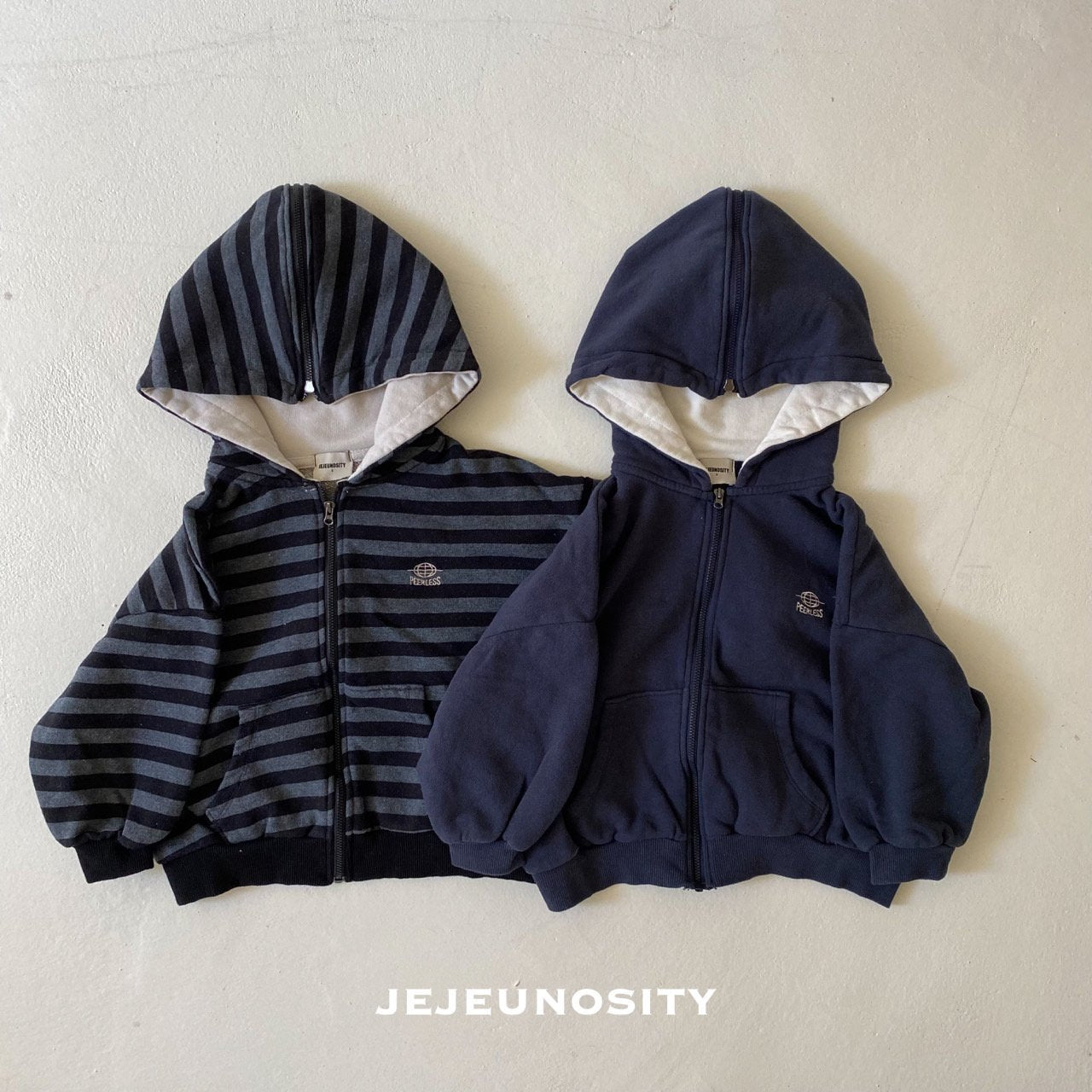 Boys & Girls Navy Stripes Zip-Up Top