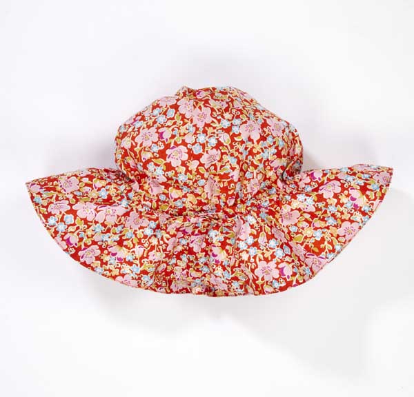 Baby Girls Red Gerbera Cotton Hat