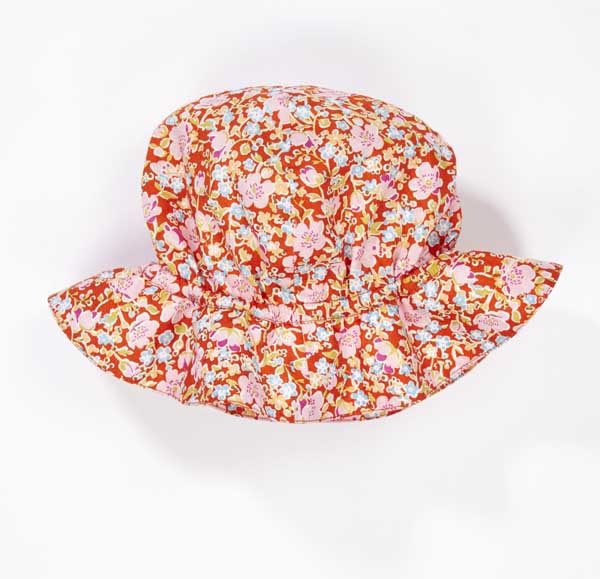 Girls Red Printing Floral Cotton Hat