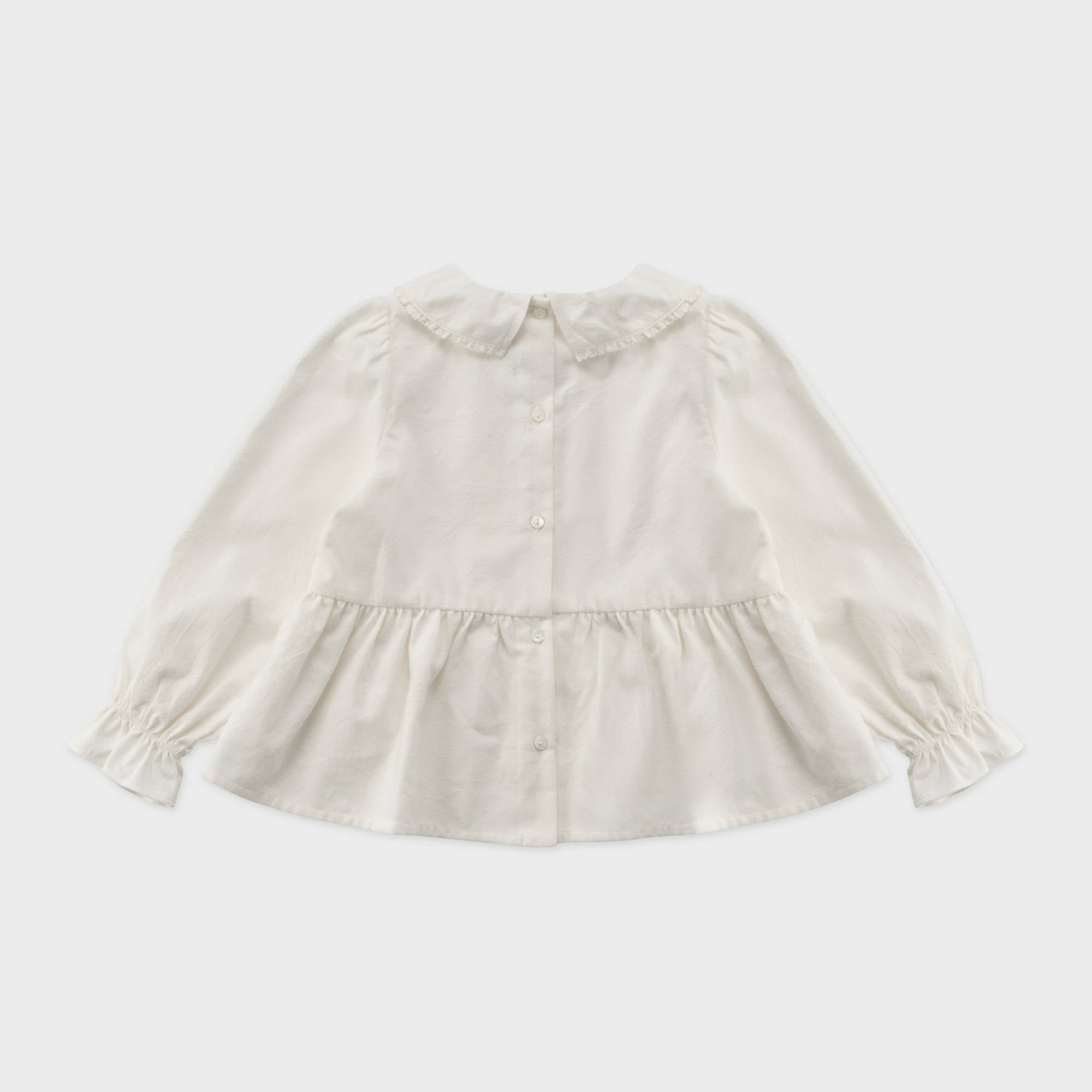 Girls White Embroidered Cotton Shirt