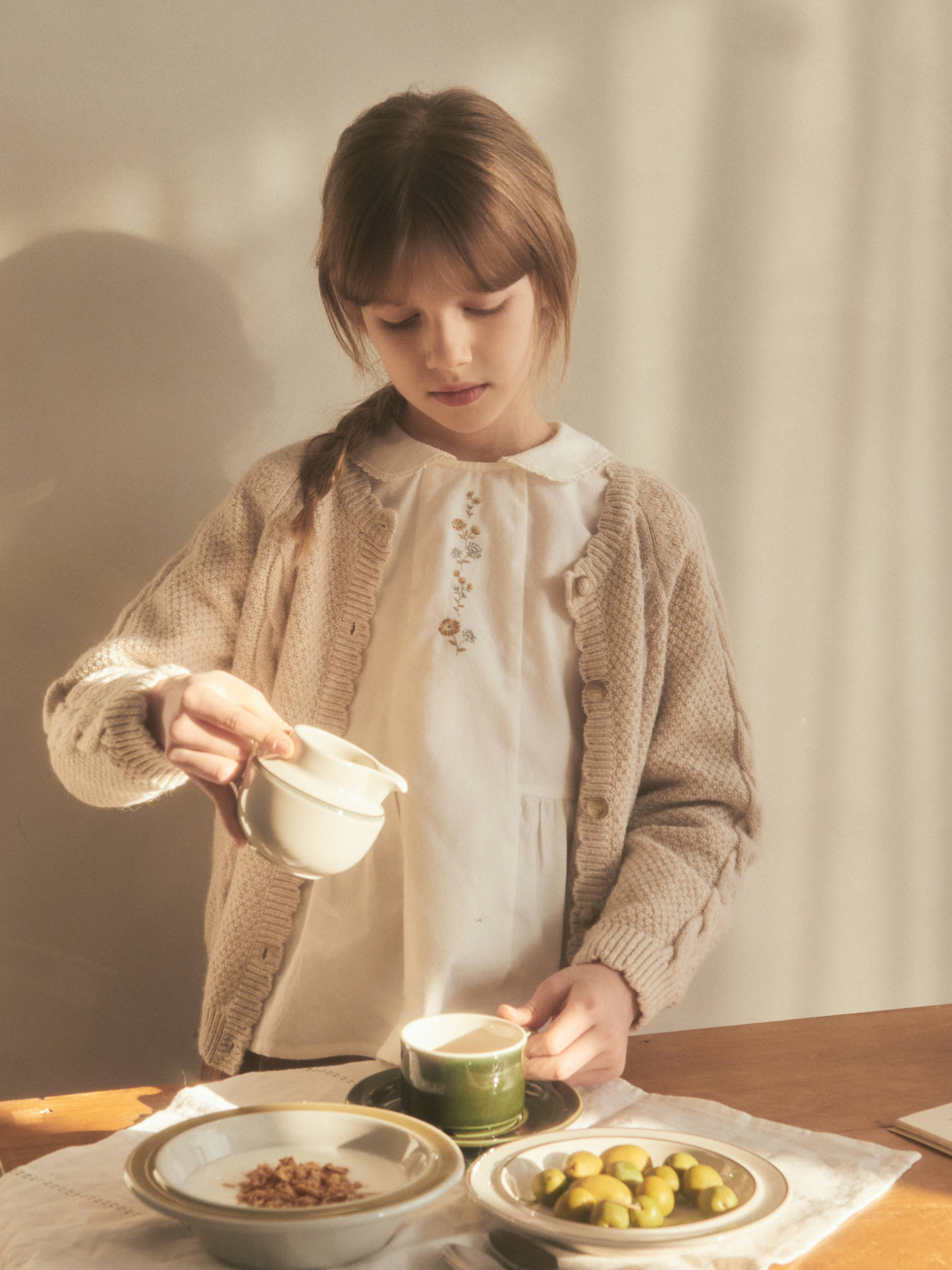 Girls White Embroidered Cotton Shirt