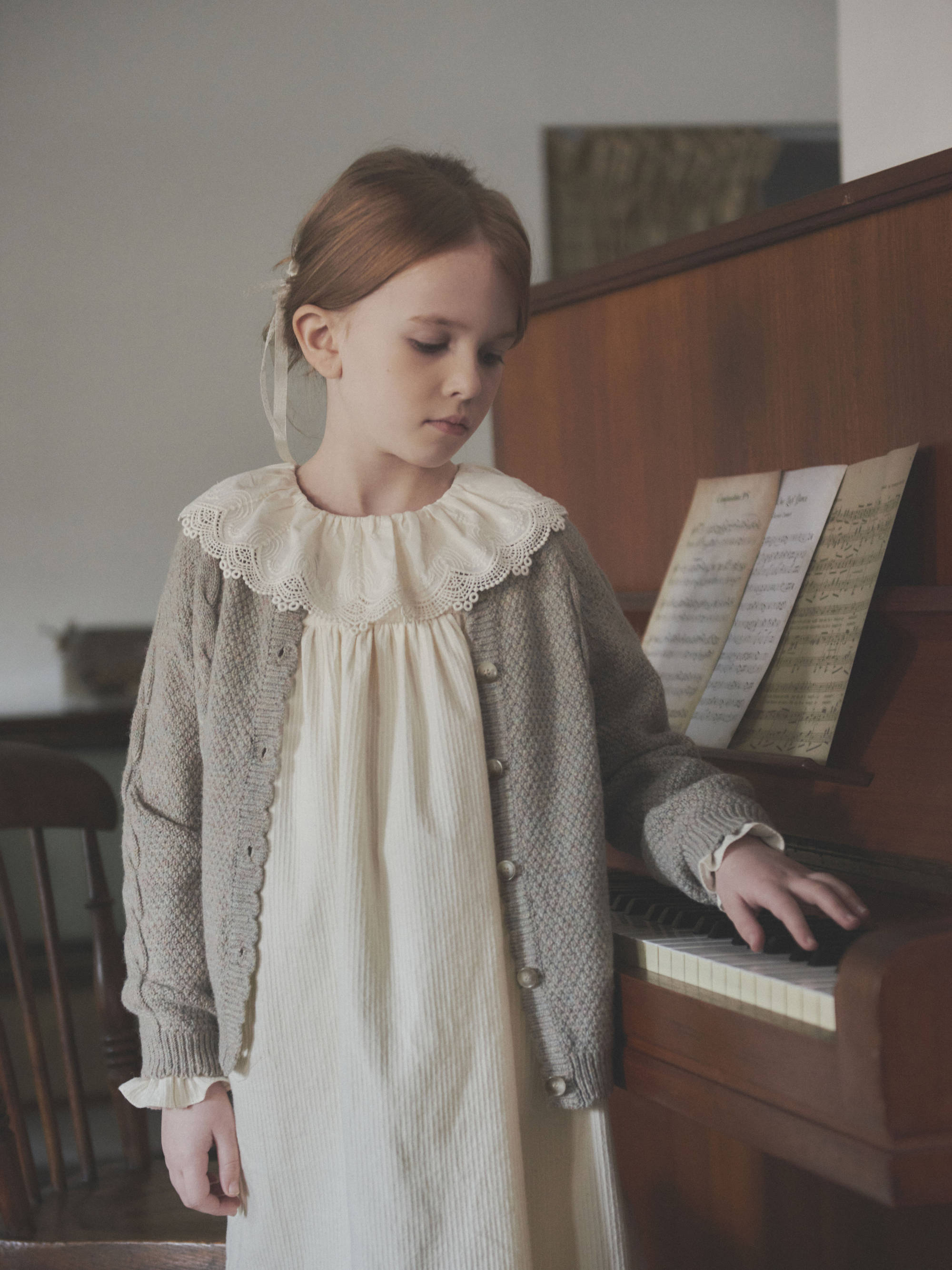 Girls Grey Wool Cardigan