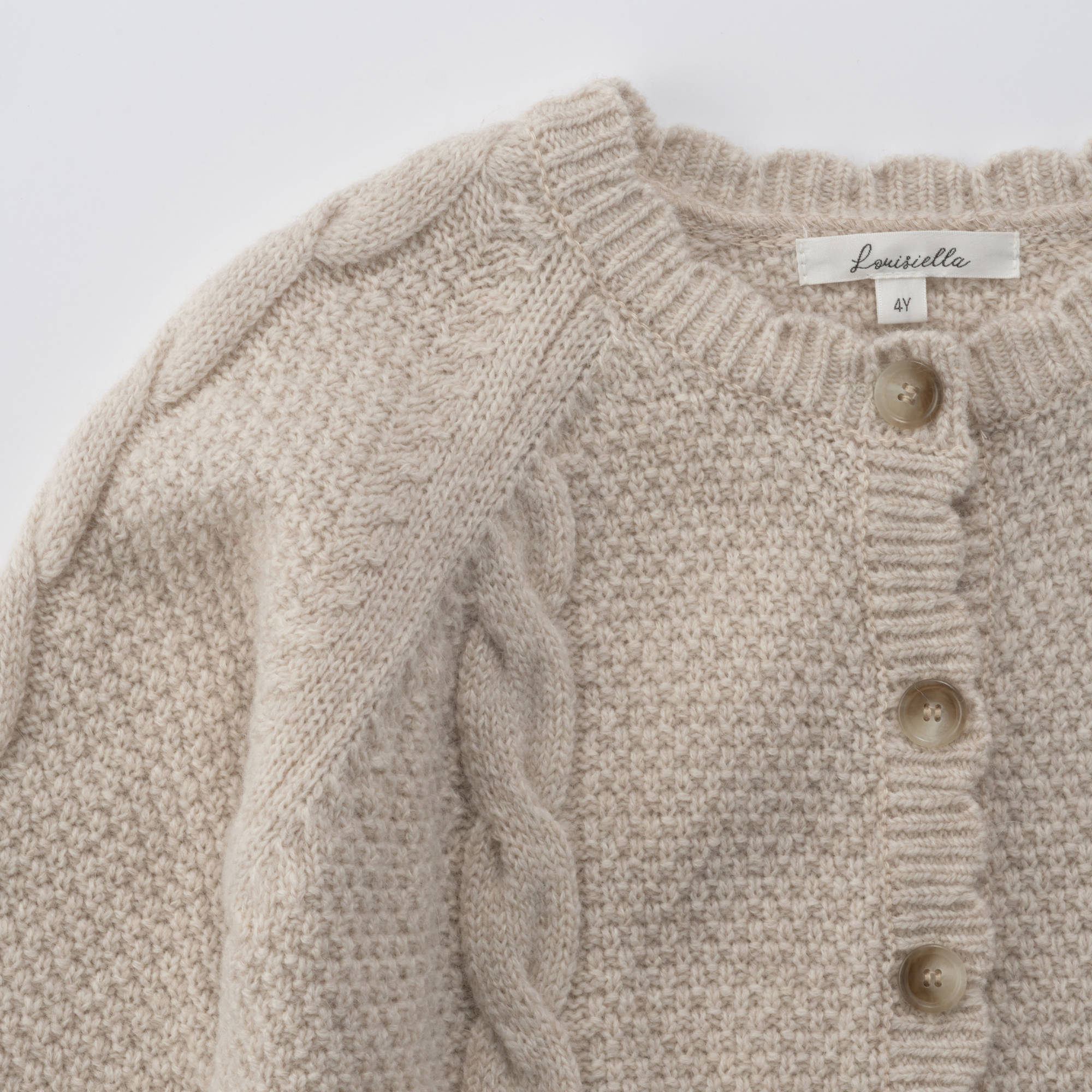 Girls Beige Wool Cardigan