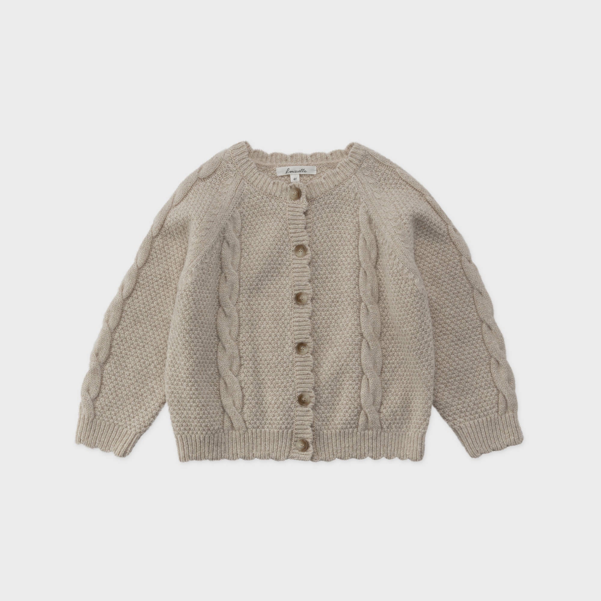 Girls Beige Wool Cardigan