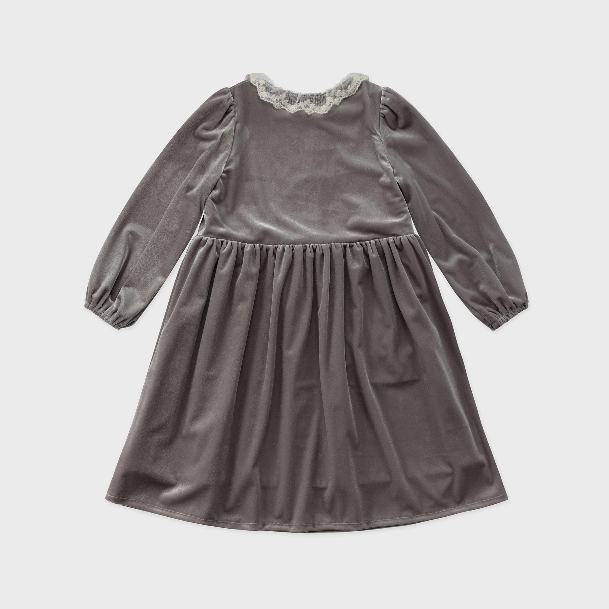 Girls Gray Velvet Dress Girls Gray Velvet Dress