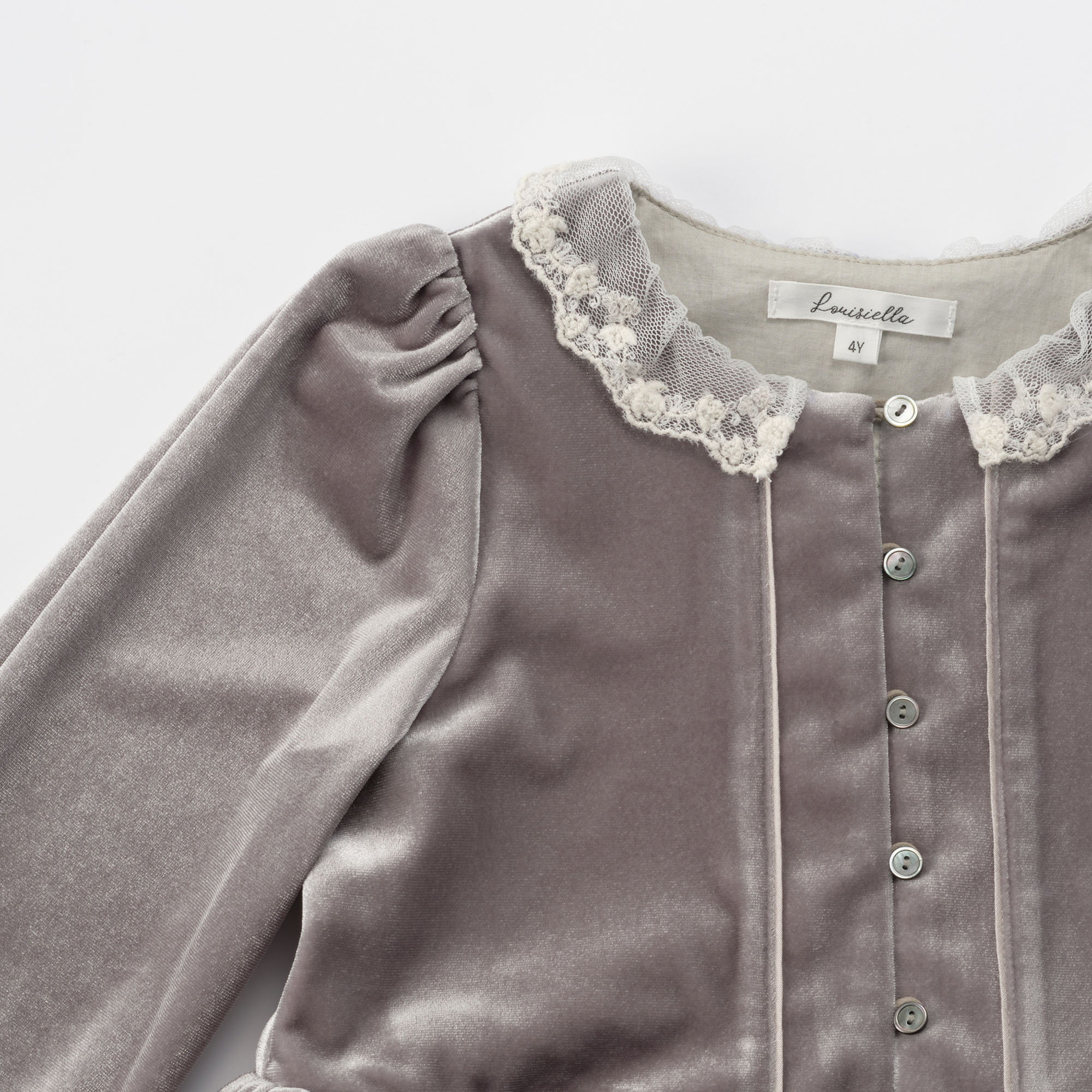 Girls Gray Velvet Dress