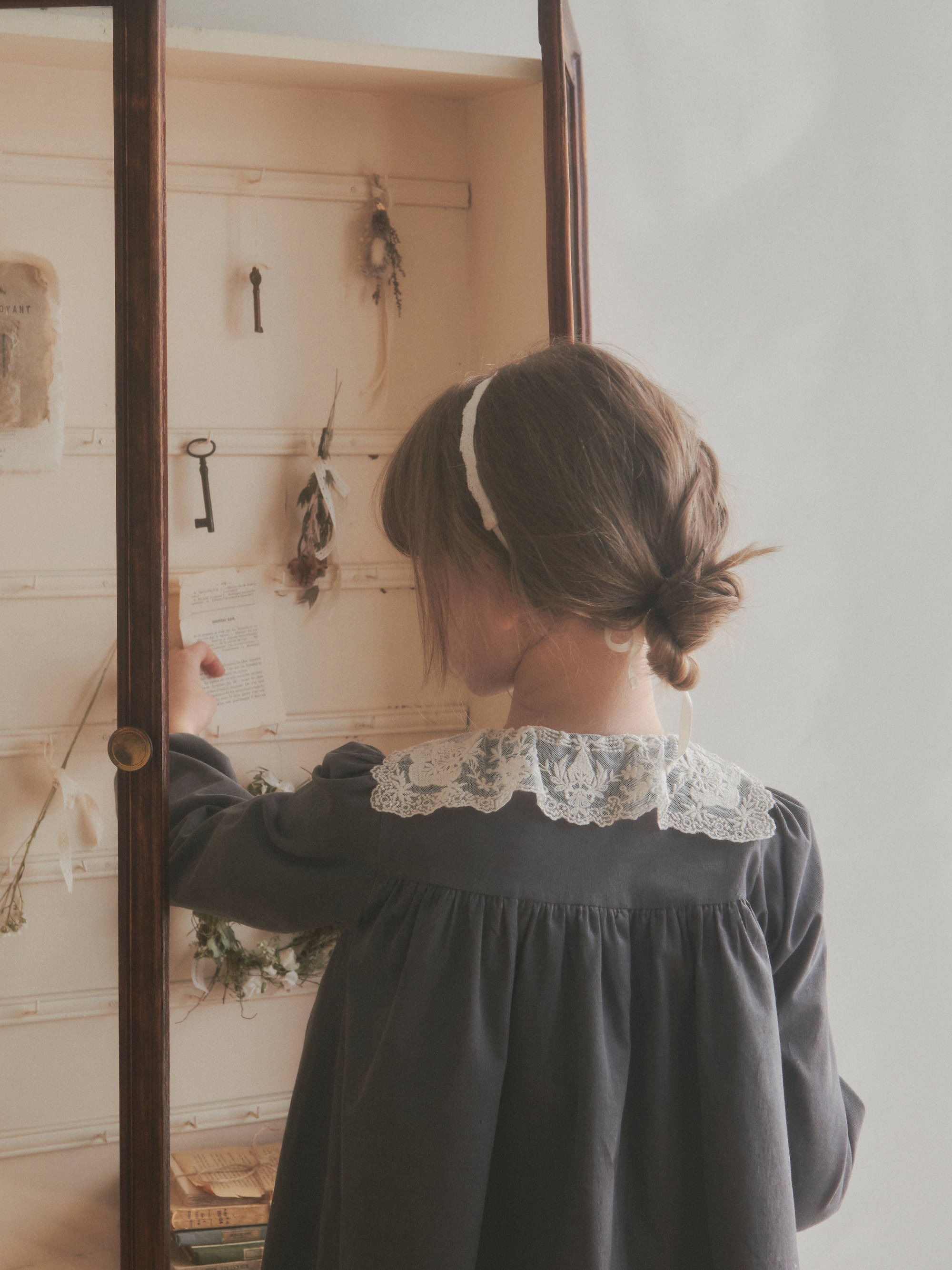 Girls Grey Cotton Dress