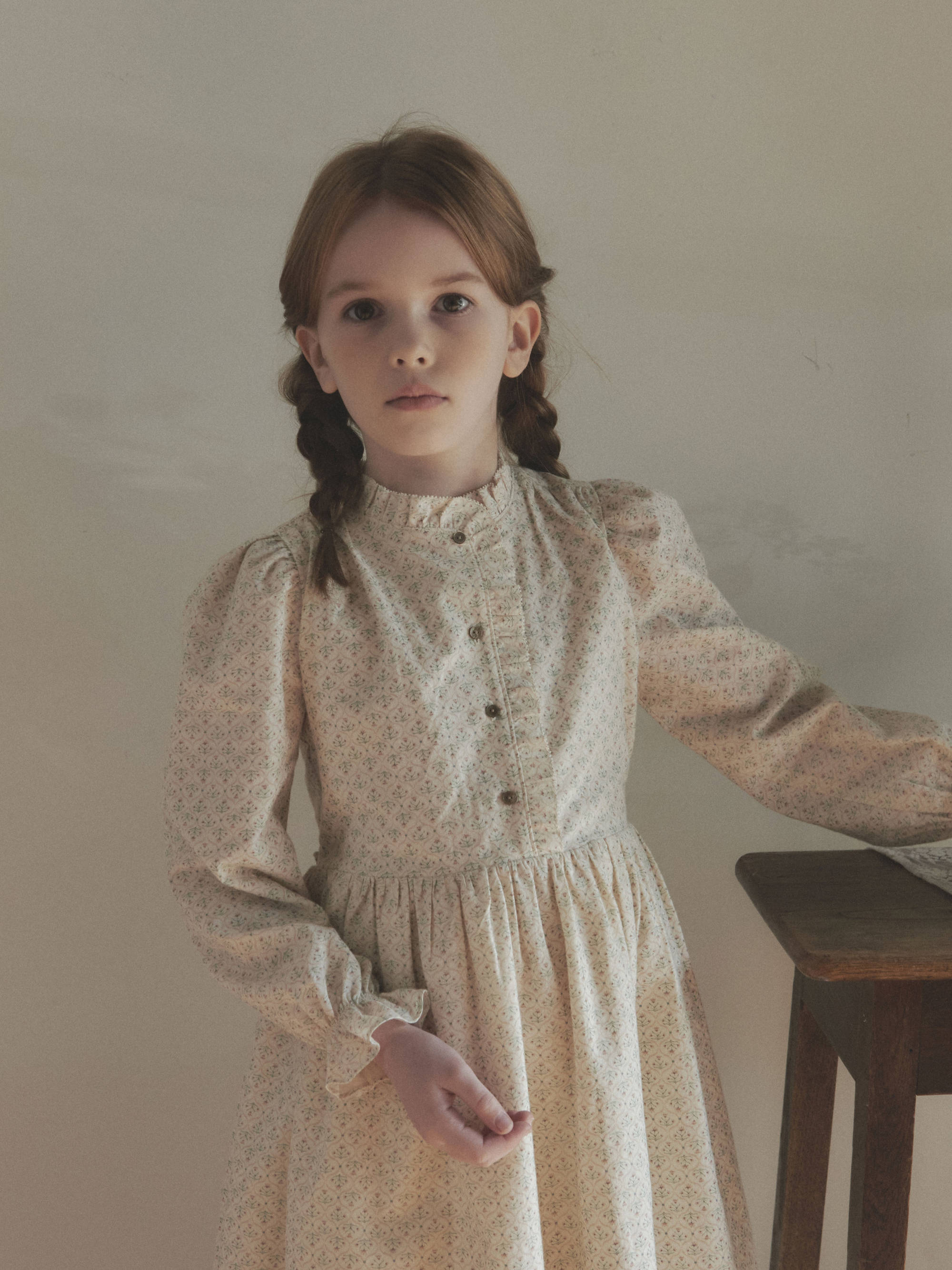 Girls Light Pink Floral Cotton Dress