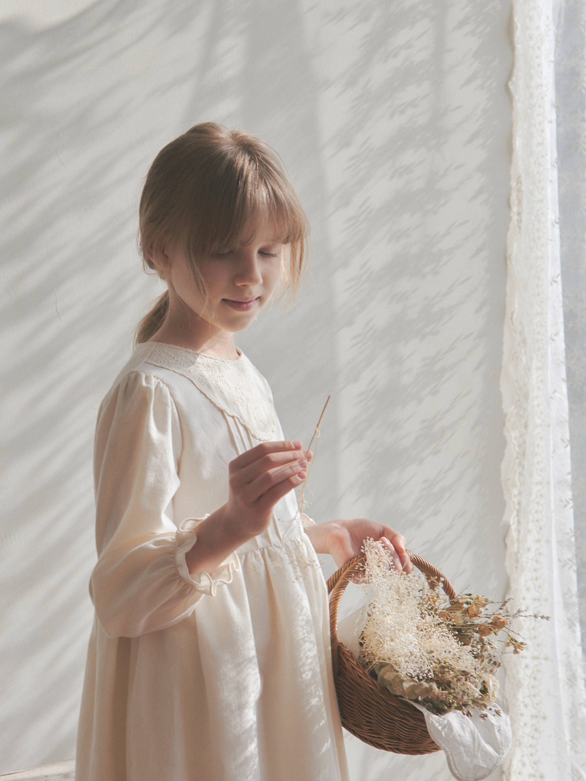 Girls White Cotton Dress