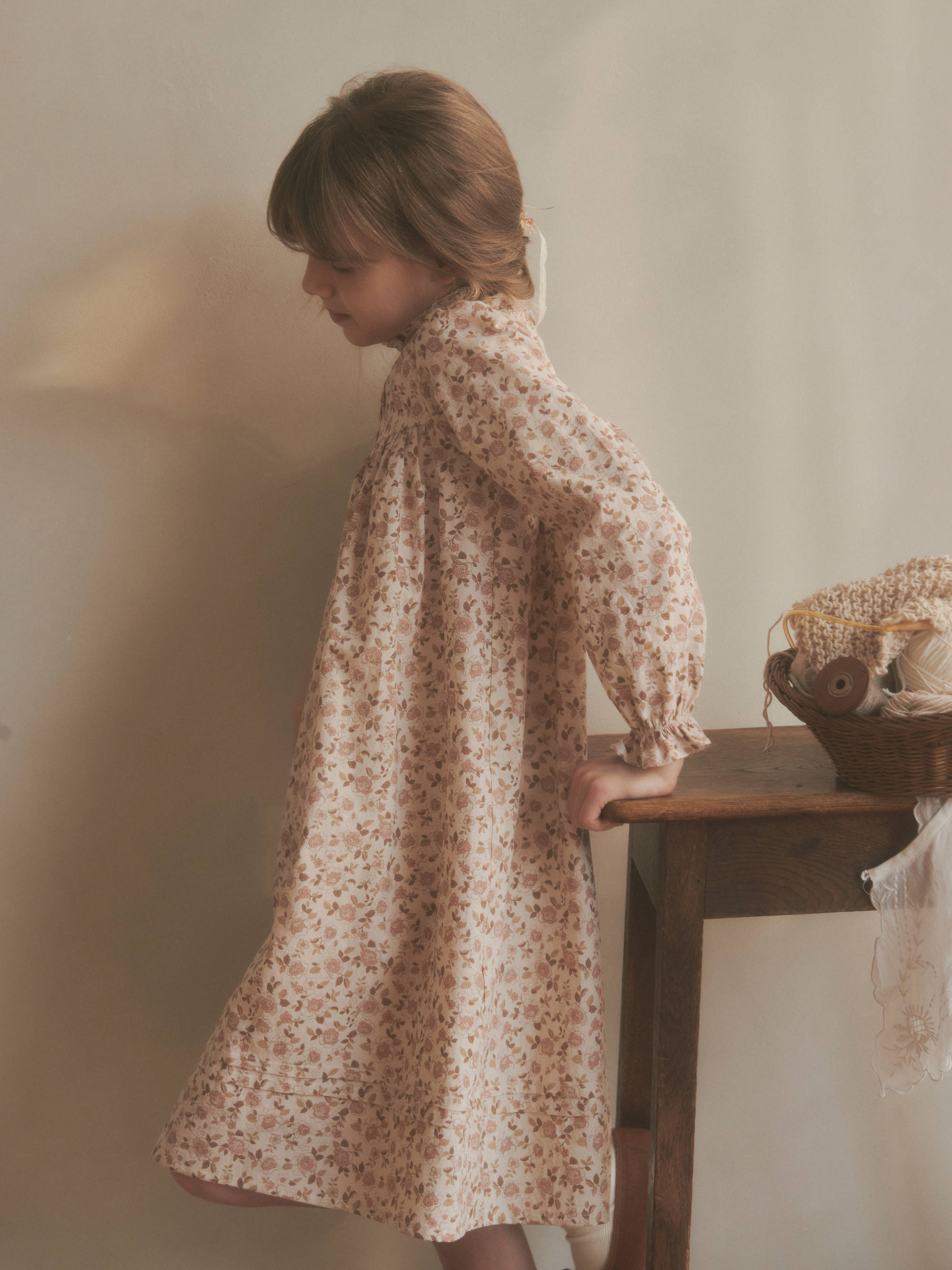 Girls Pink Floral Cotton Dress