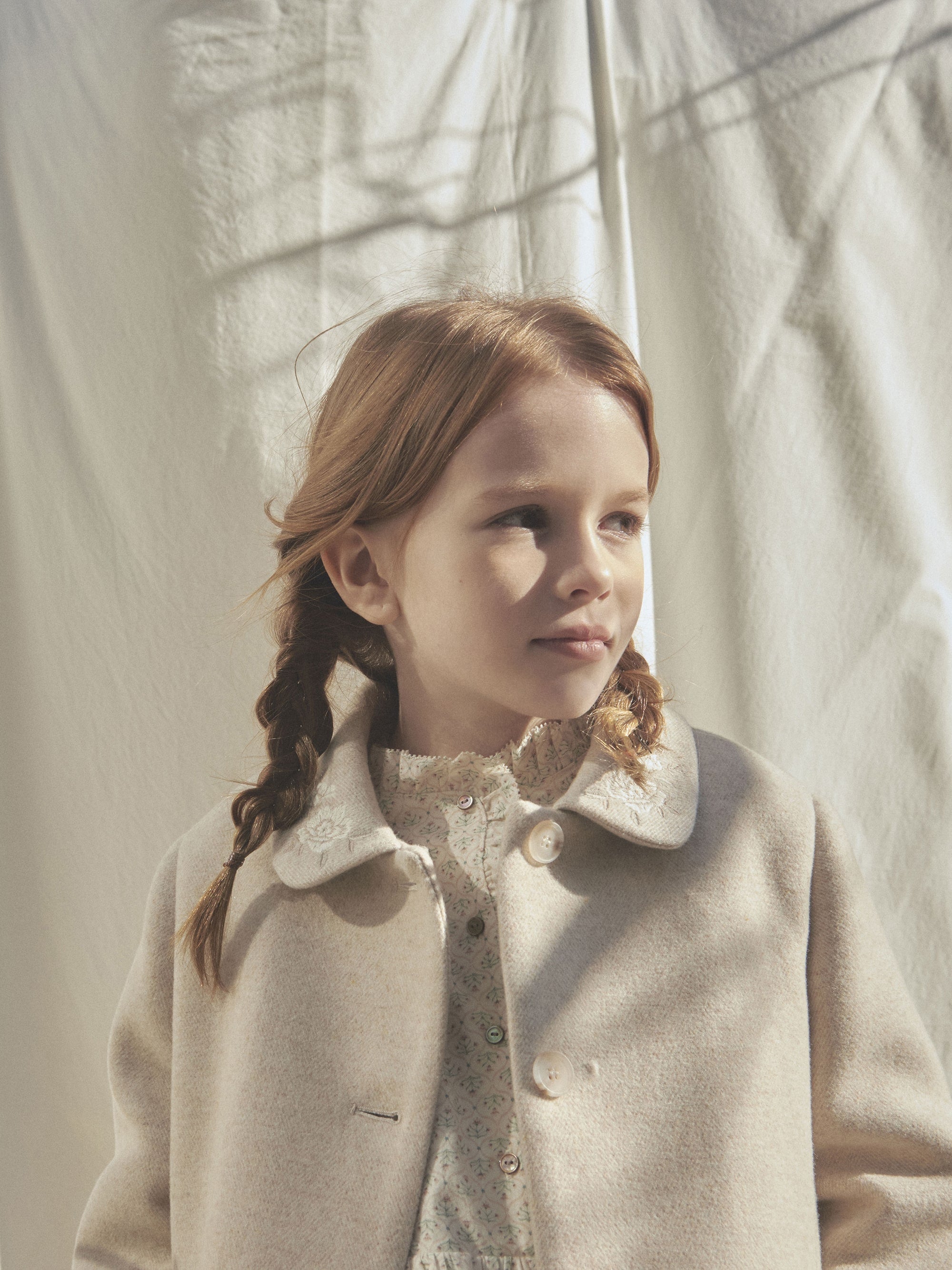 Girls Beige  Wool Coat
