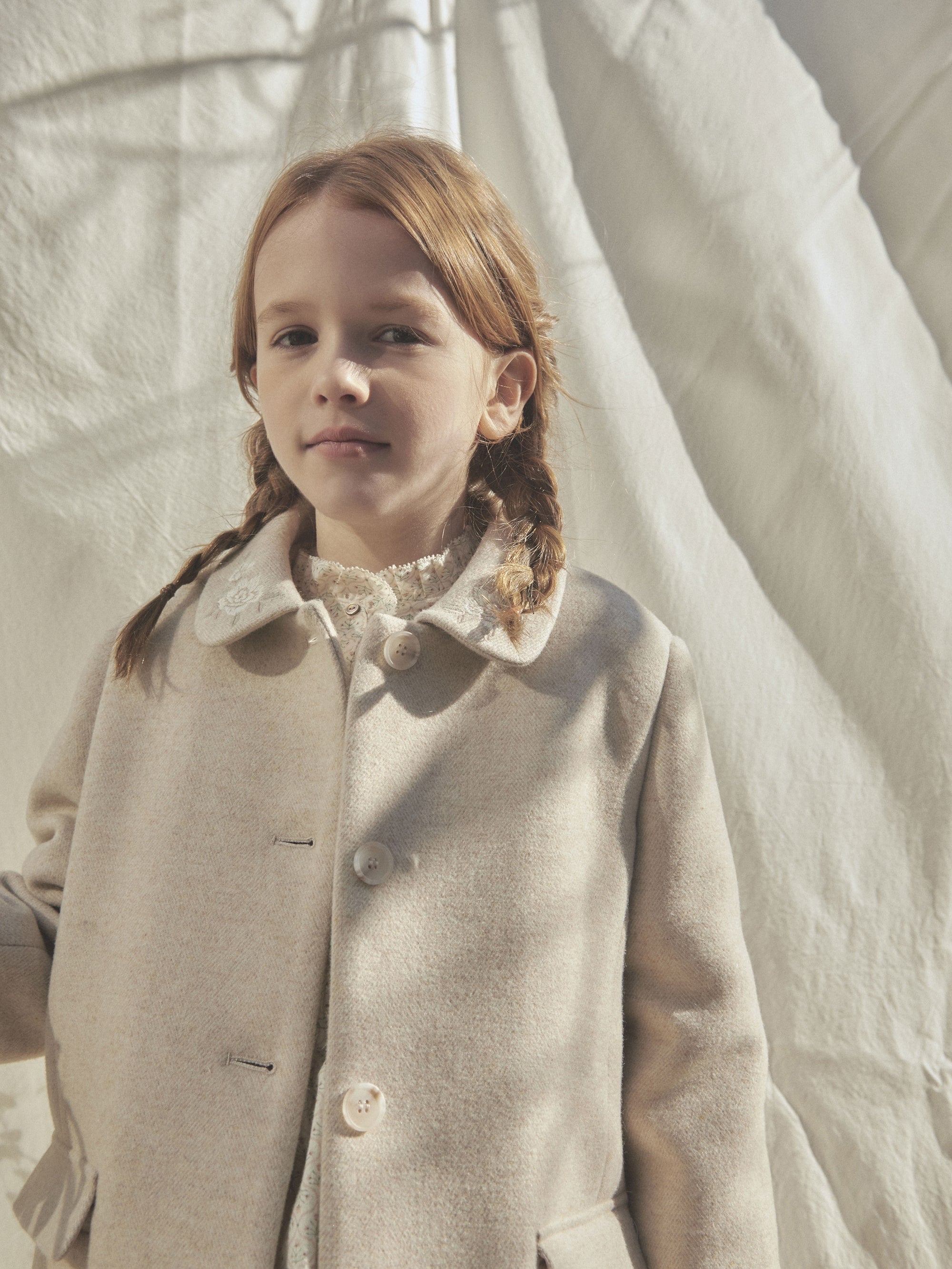 Girls Beige  Wool Coat