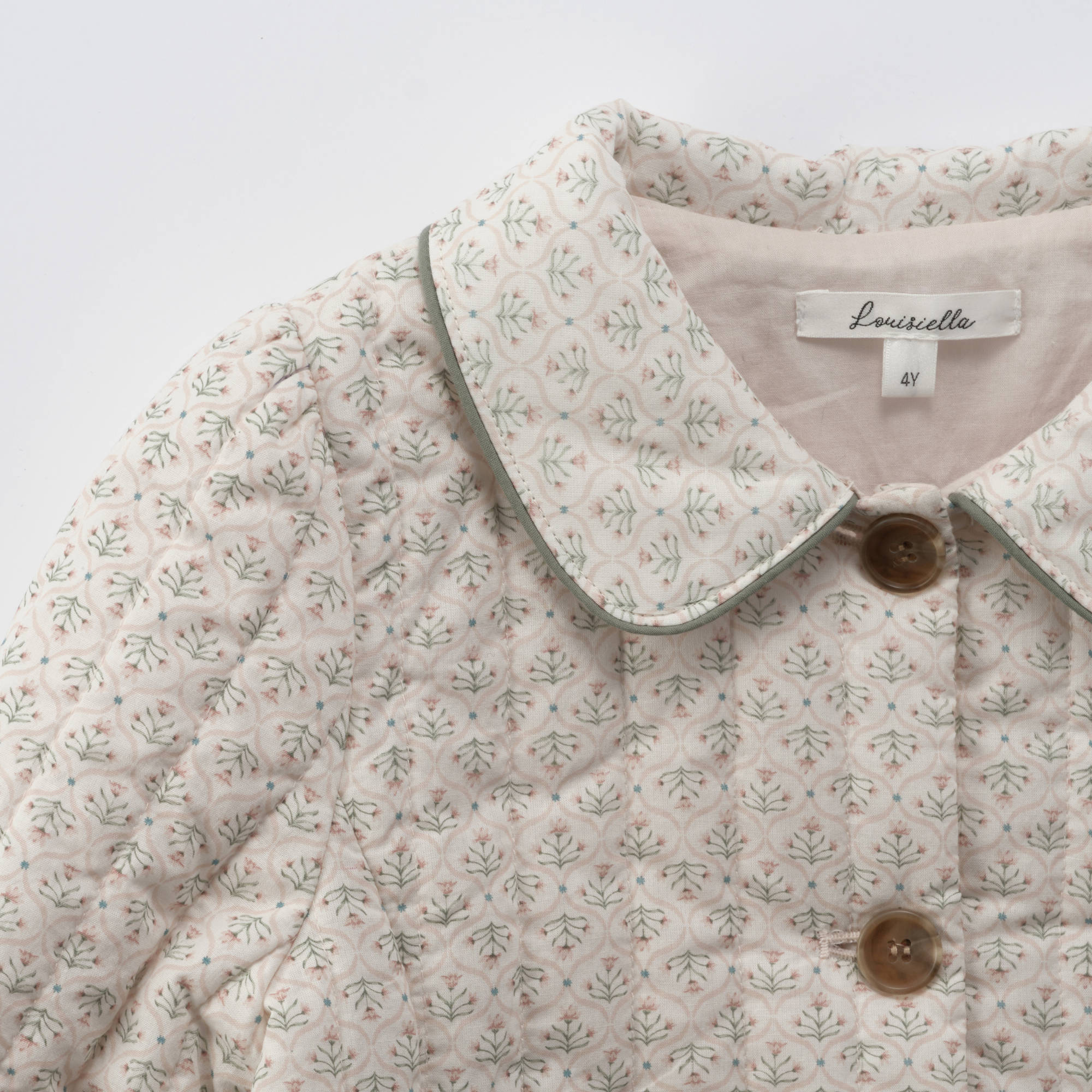 Girls Light Pink Floral Padded Jacket