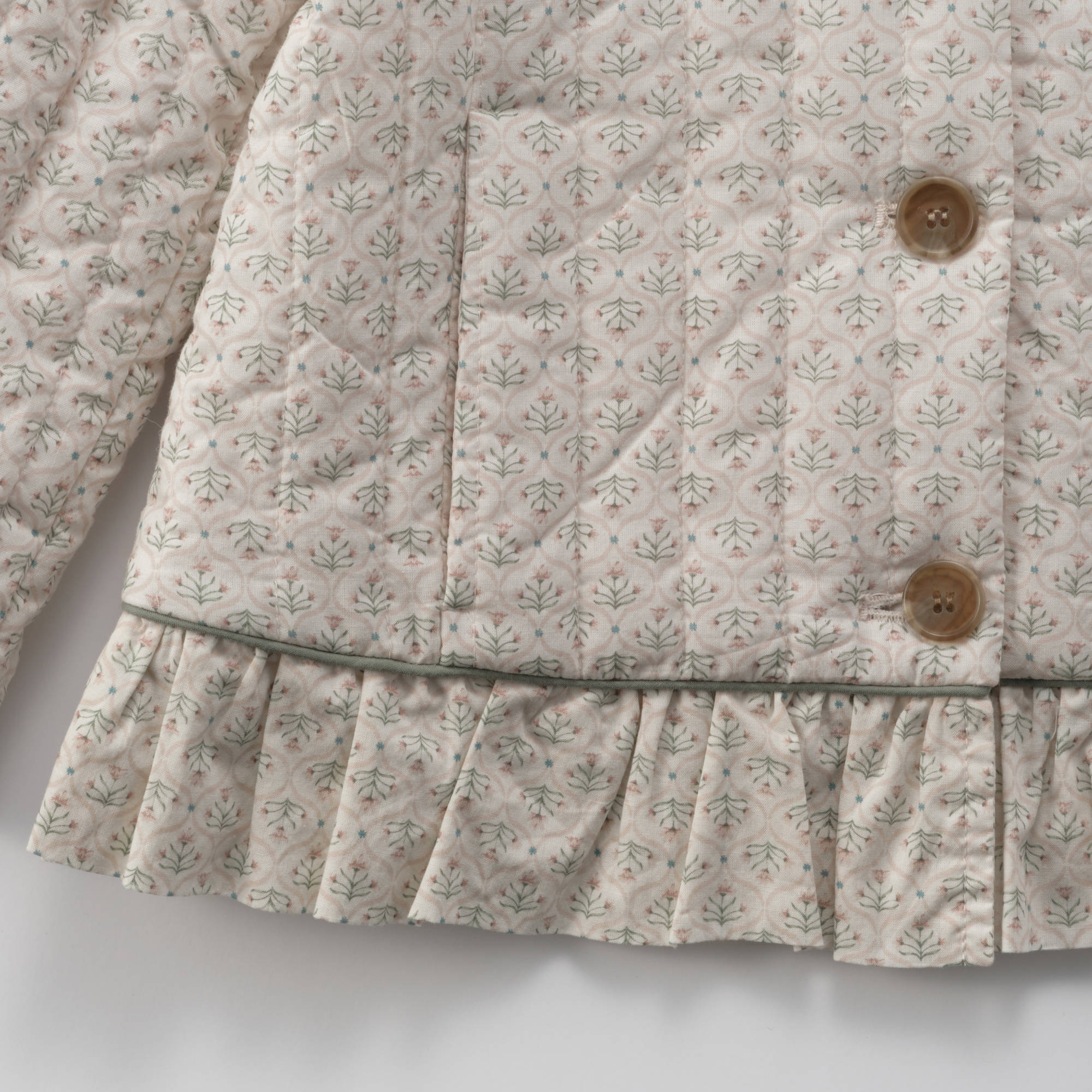 Girls Light Pink Floral Padded Jacket