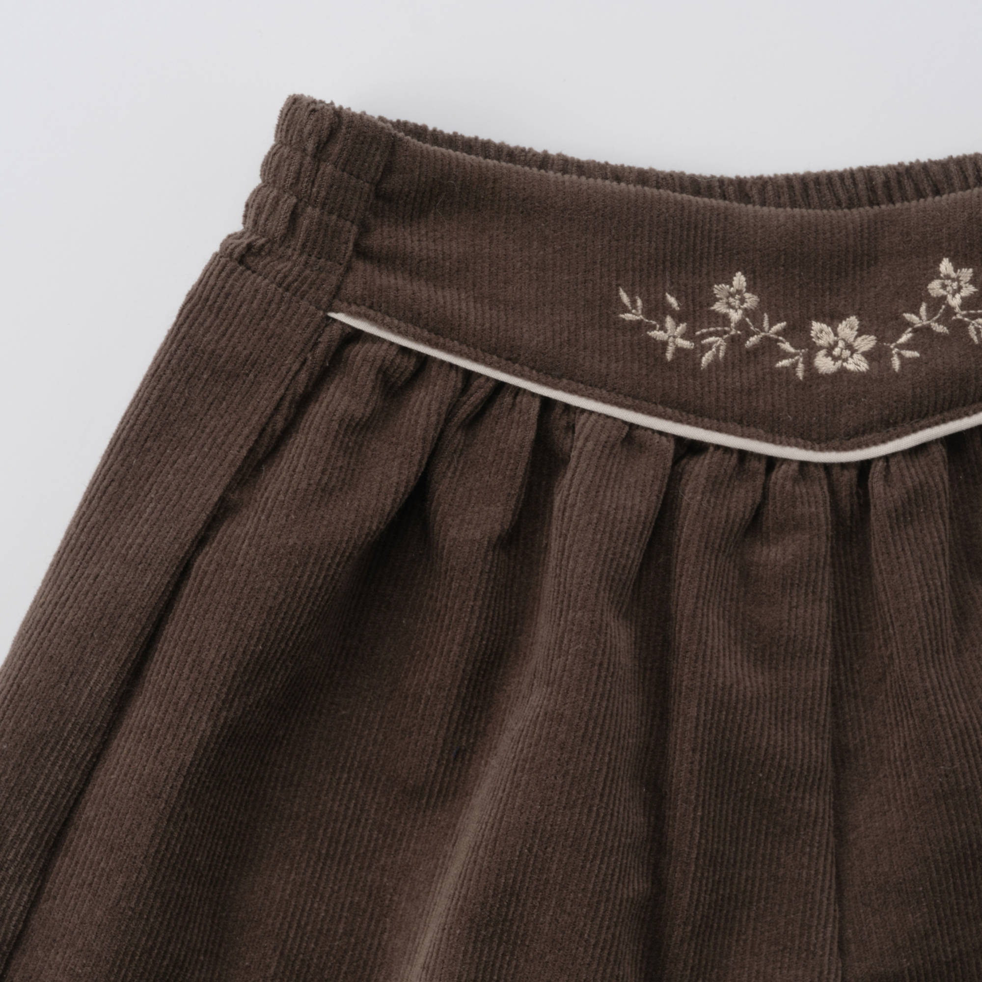 Girls Dark Brown Embroidered Shorts