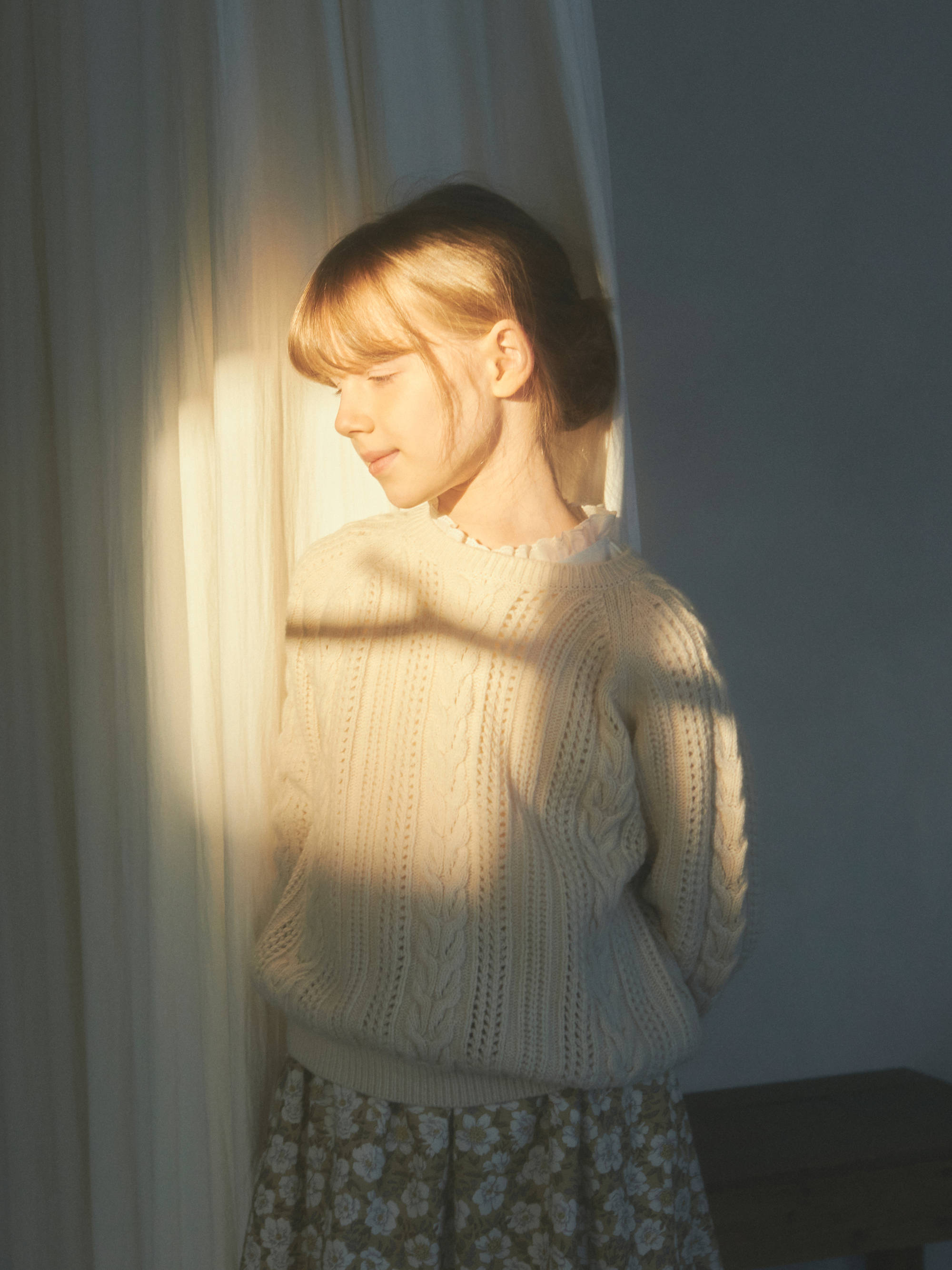 Girls Beige Wool Sweater