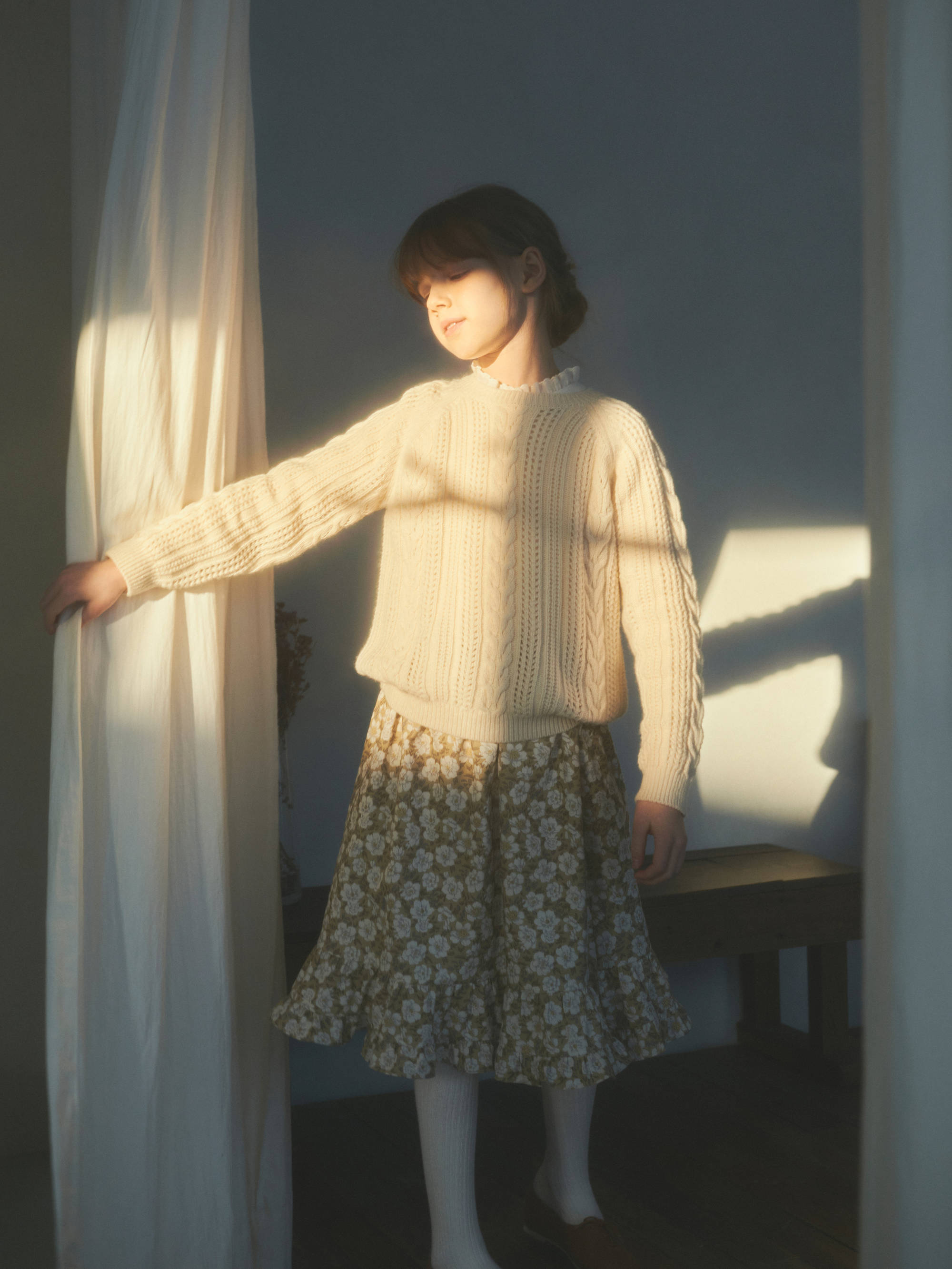 Girls Beige Wool Sweater