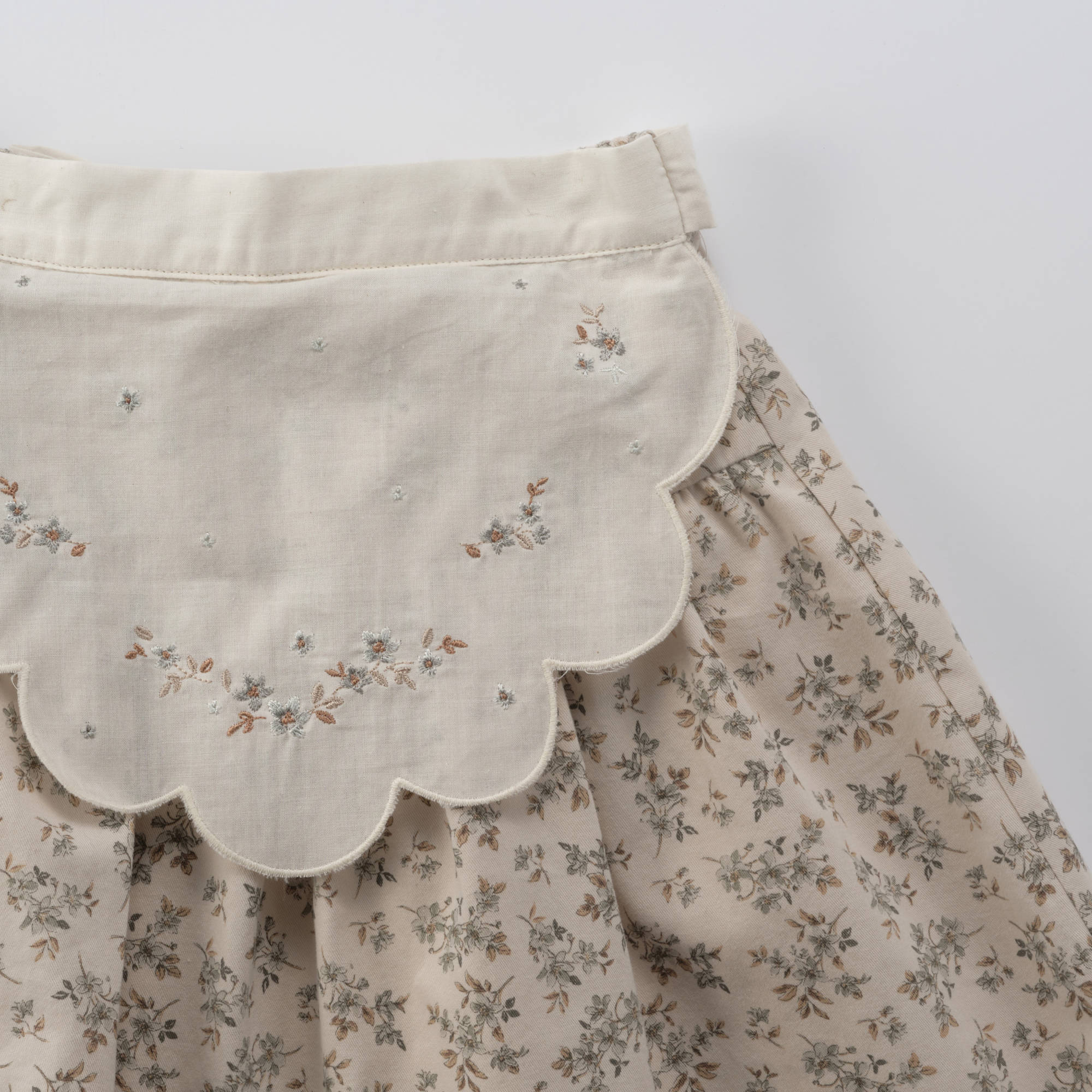 Girls Mint Floral Cotton Skirt