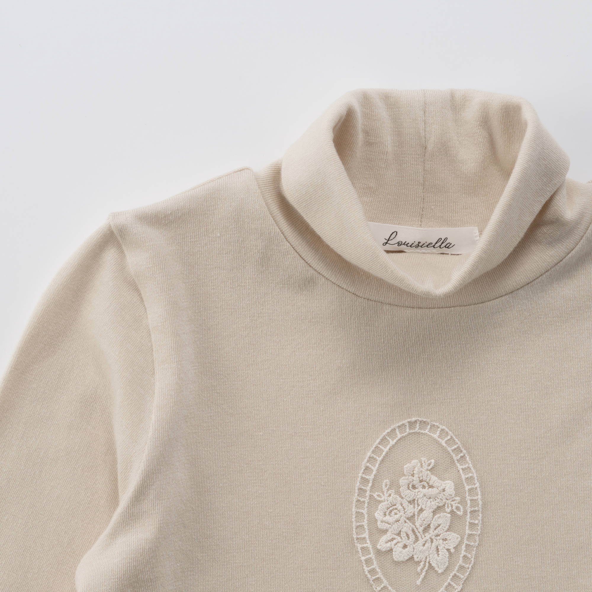 Girls Beige Lace Pattern T-Shirt