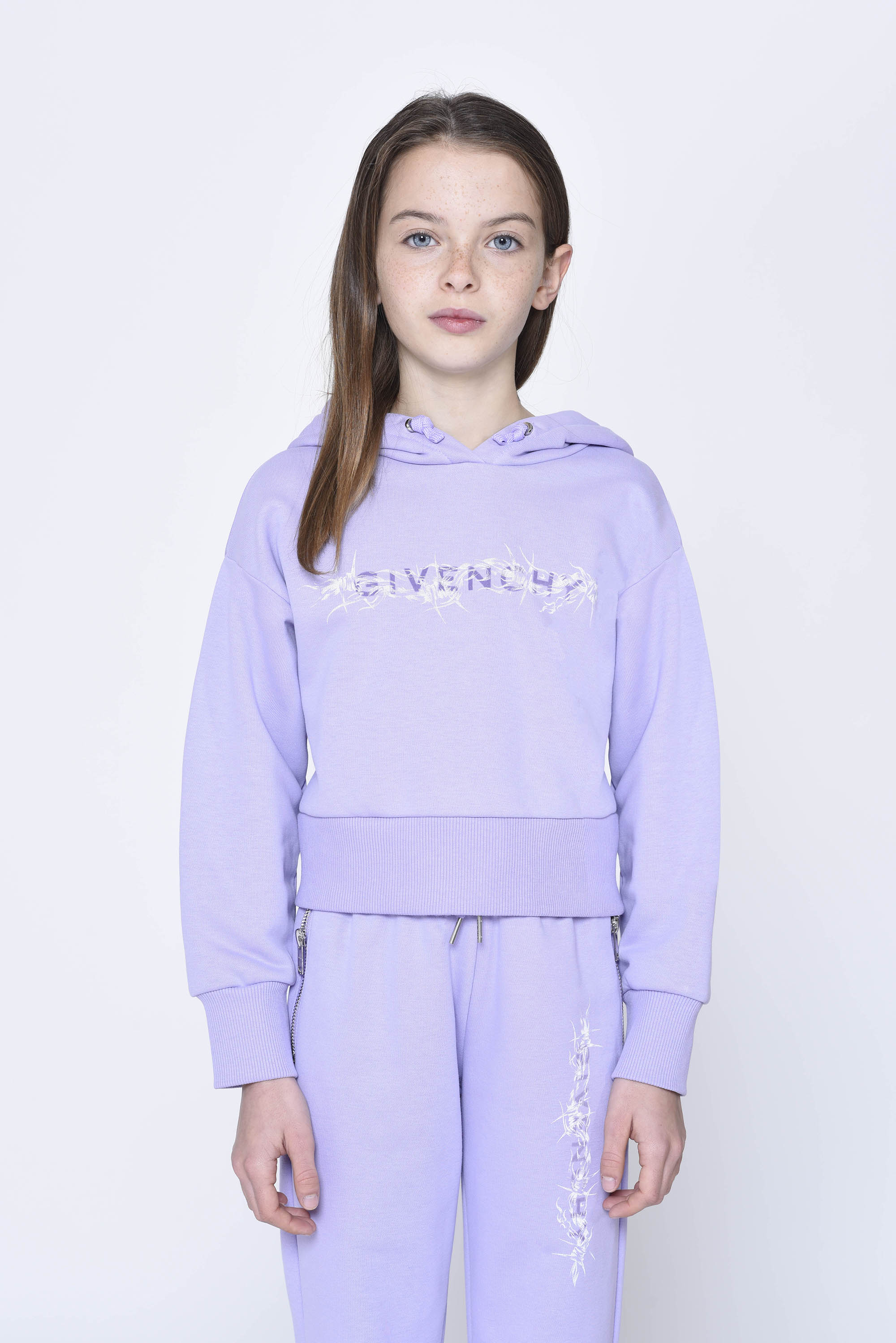 Girls Light Violet Logo Cotton Sweatshirt