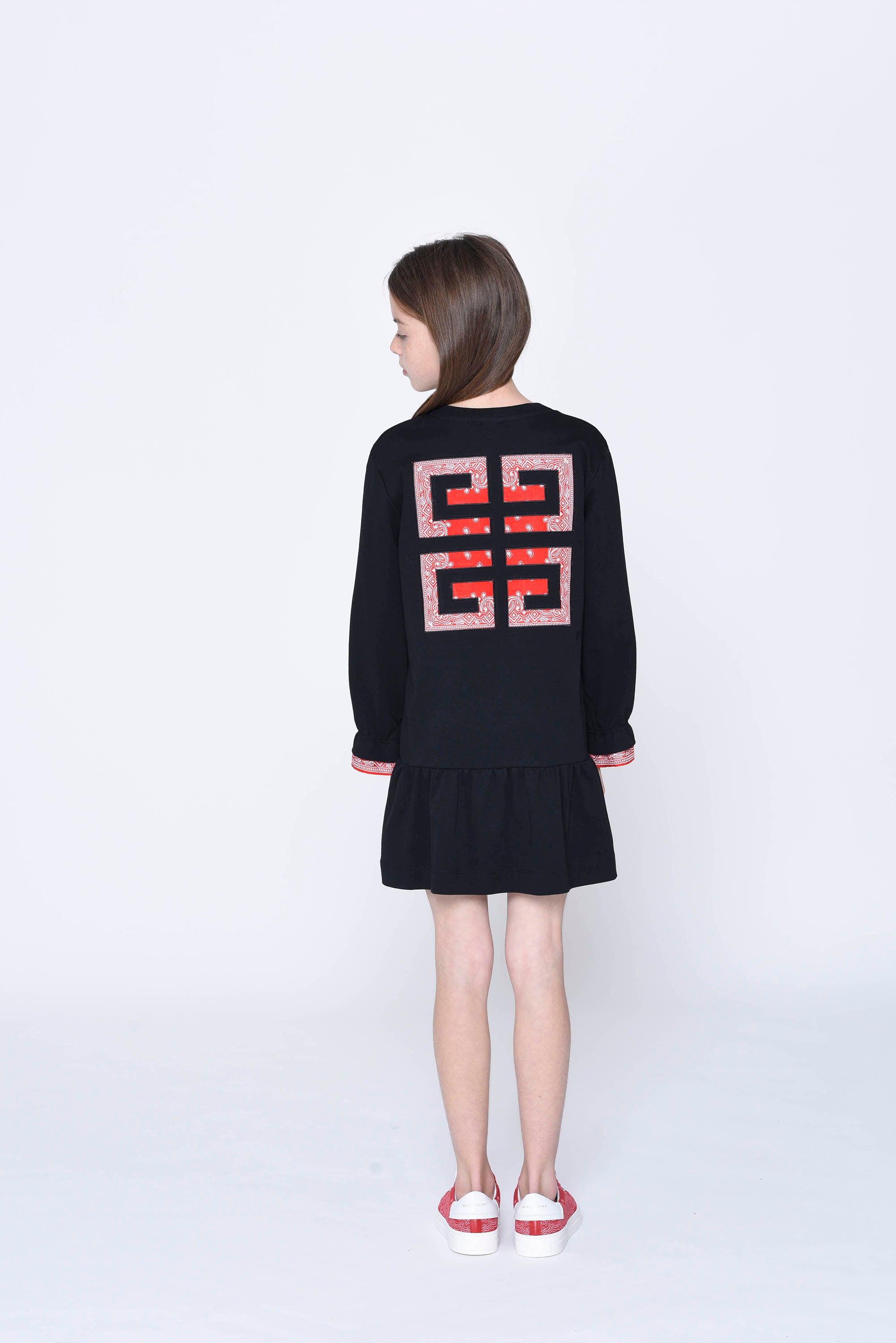 Girls Black Logo Cotton Dress