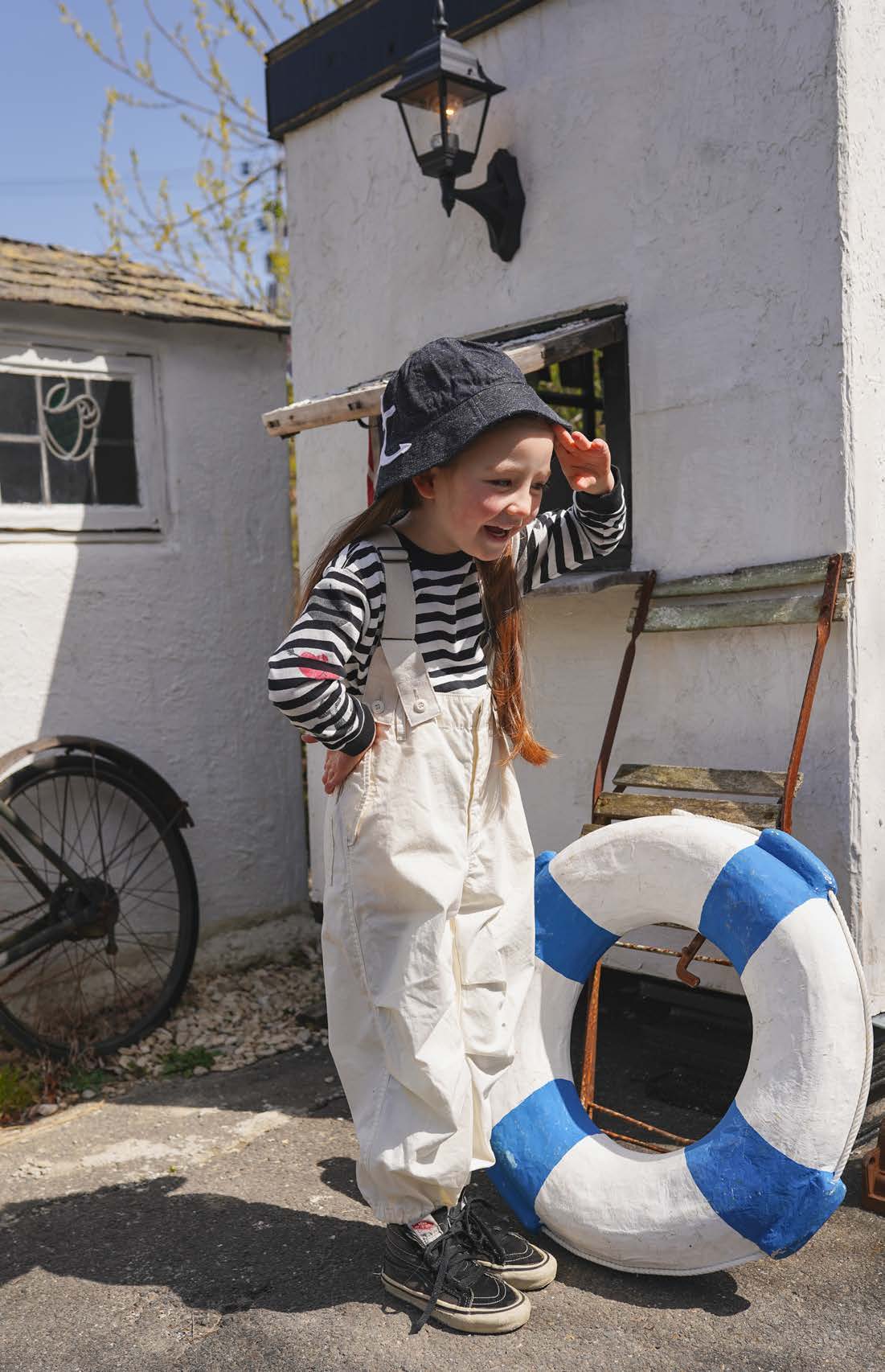 Boys & Girls White Strape Trousers