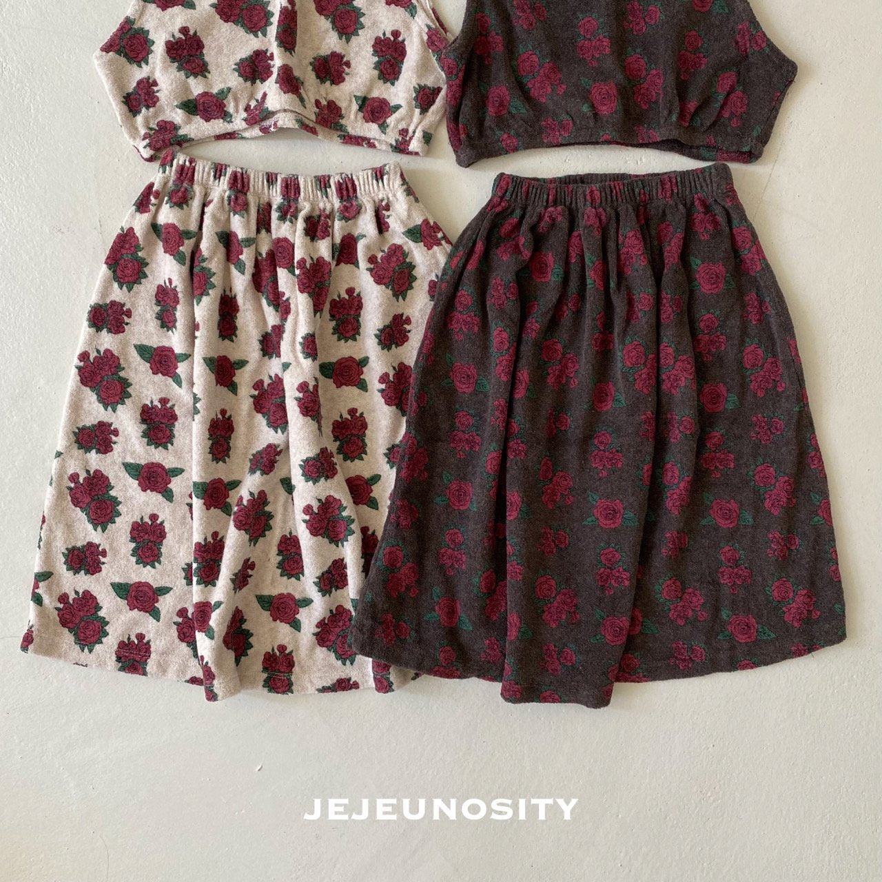 Girls Brown Flowers Skirt
