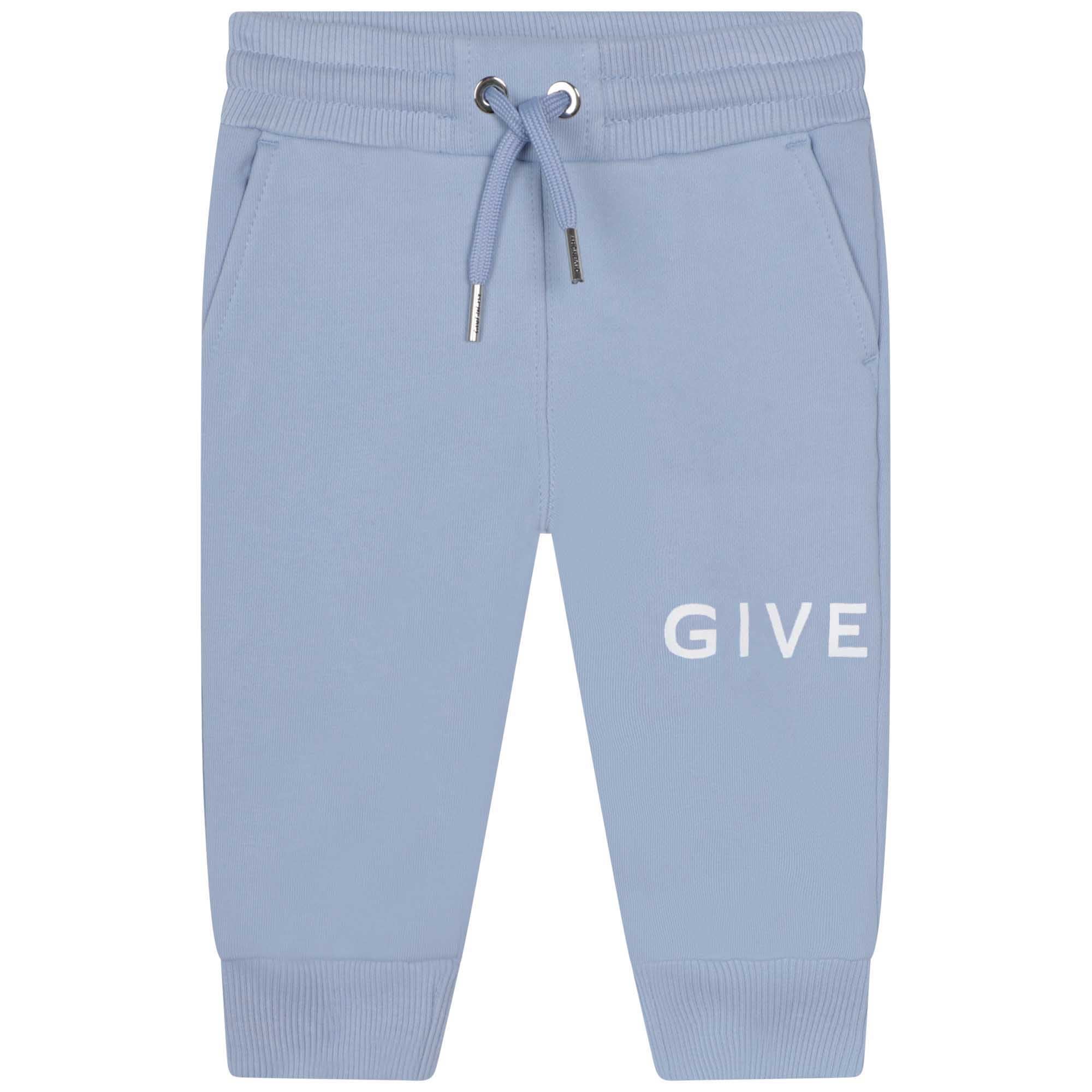 Baby Boys Blue Logo Cotton Trousers