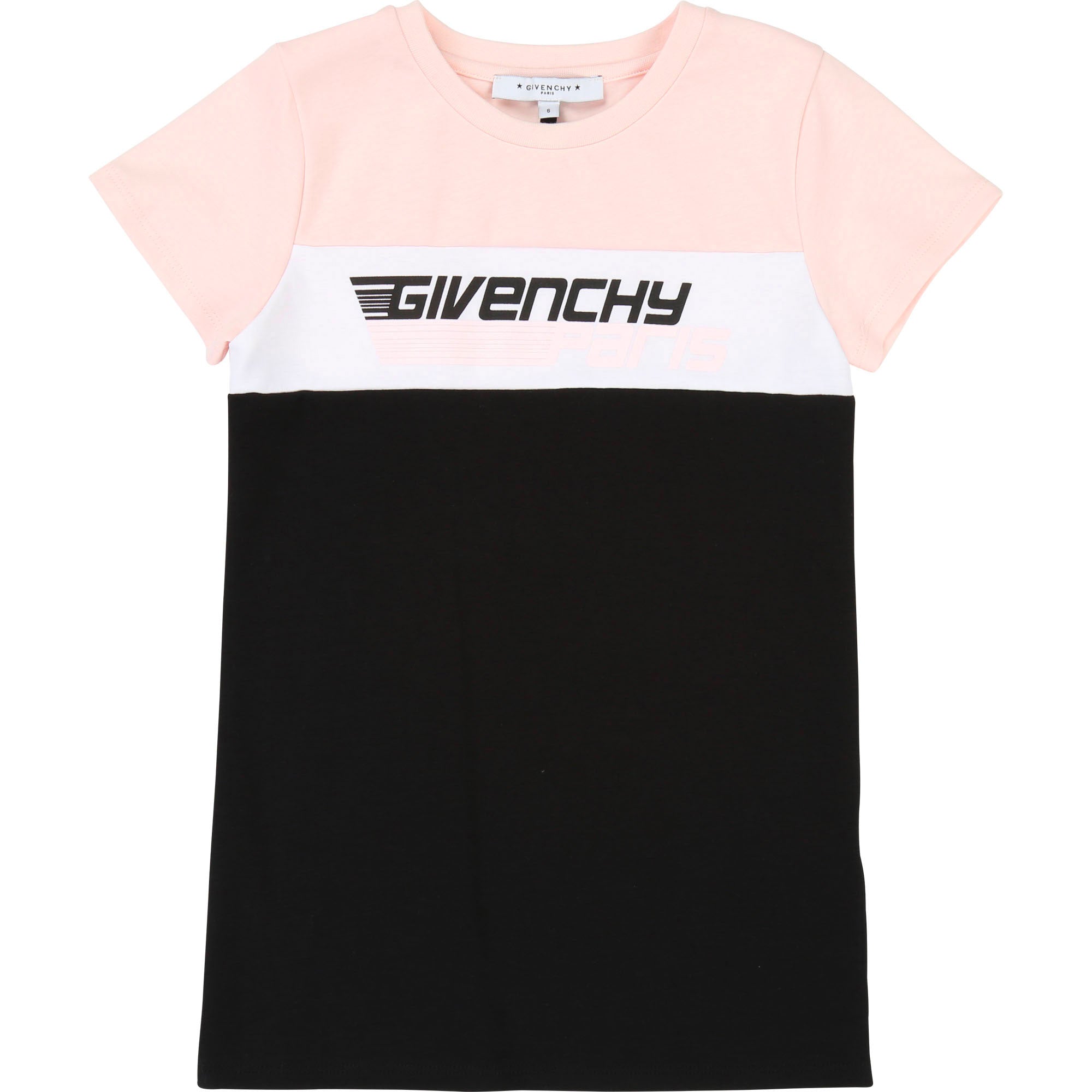 Girls Pink & Black Cotton T-shirt