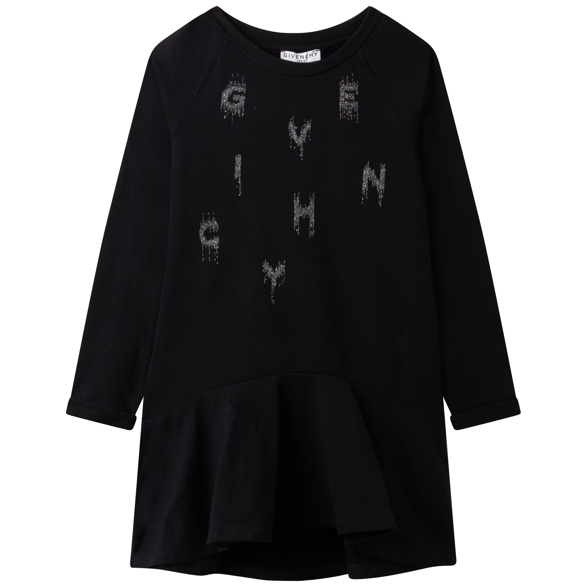 Girls Black Logo Cotton Dress