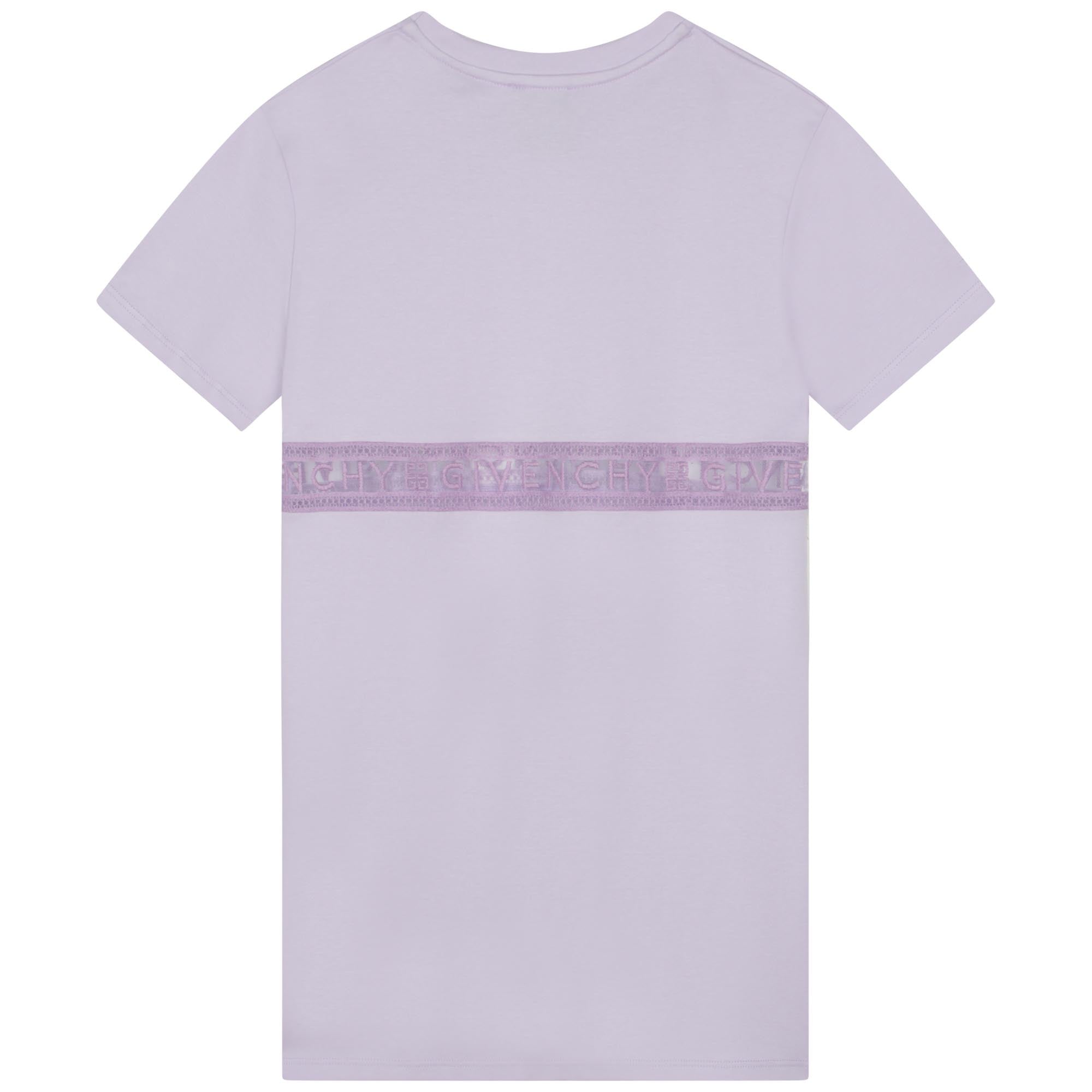 Girls Light Purple Logo Cotton Dress