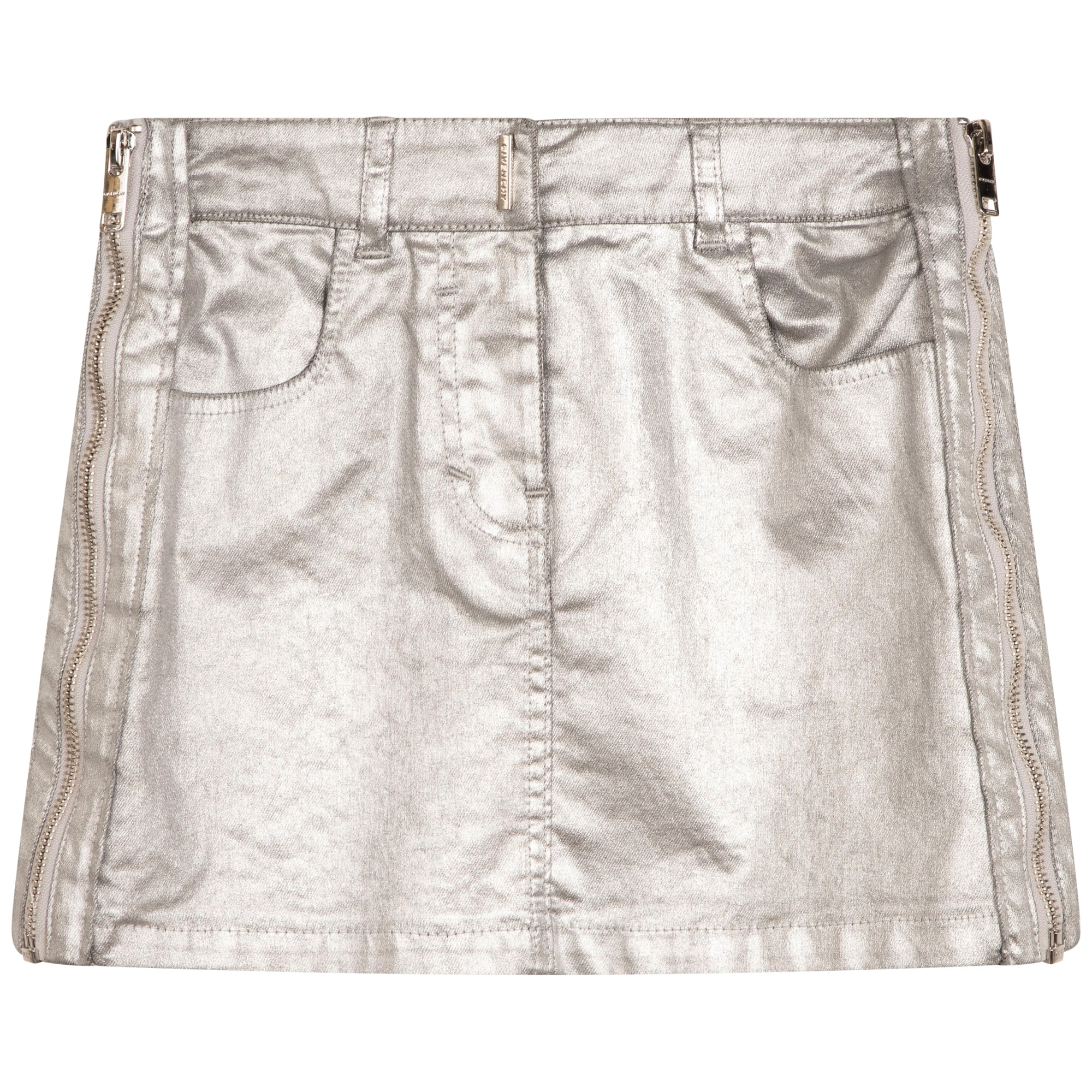 Girls Silver Denim Skirt