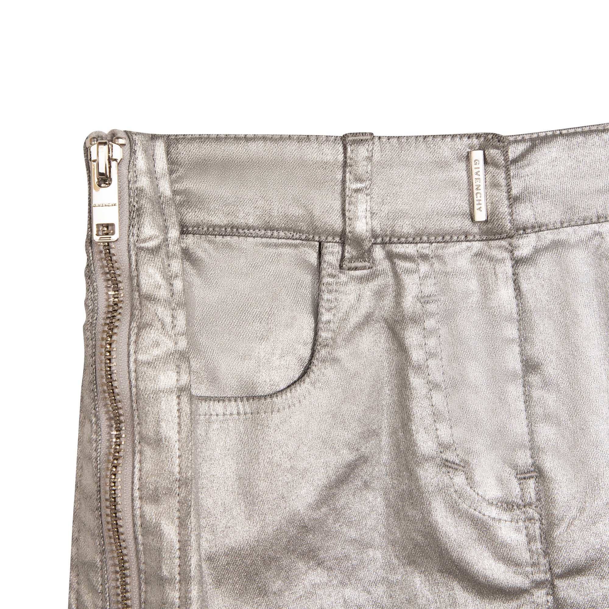 Girls Silver Denim Skirt