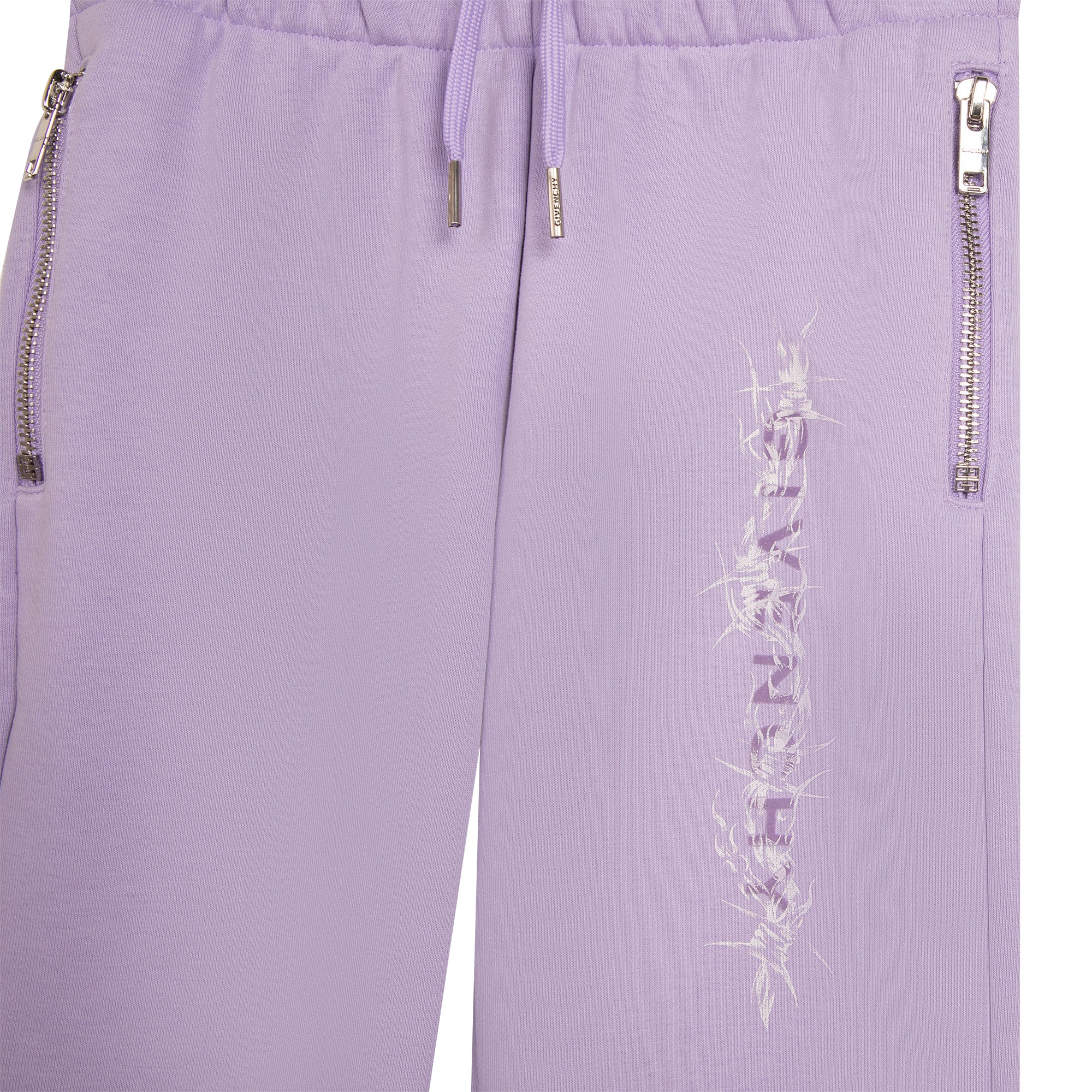 Girls Light Violet Logo Cotton Trousers