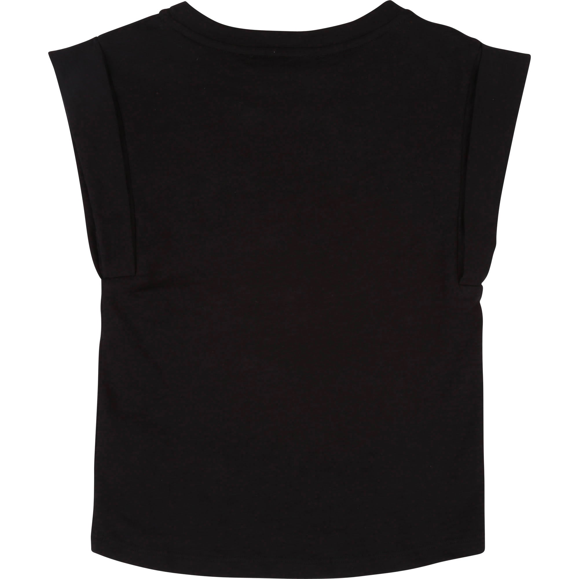 Girls Black Cotton T-shirt