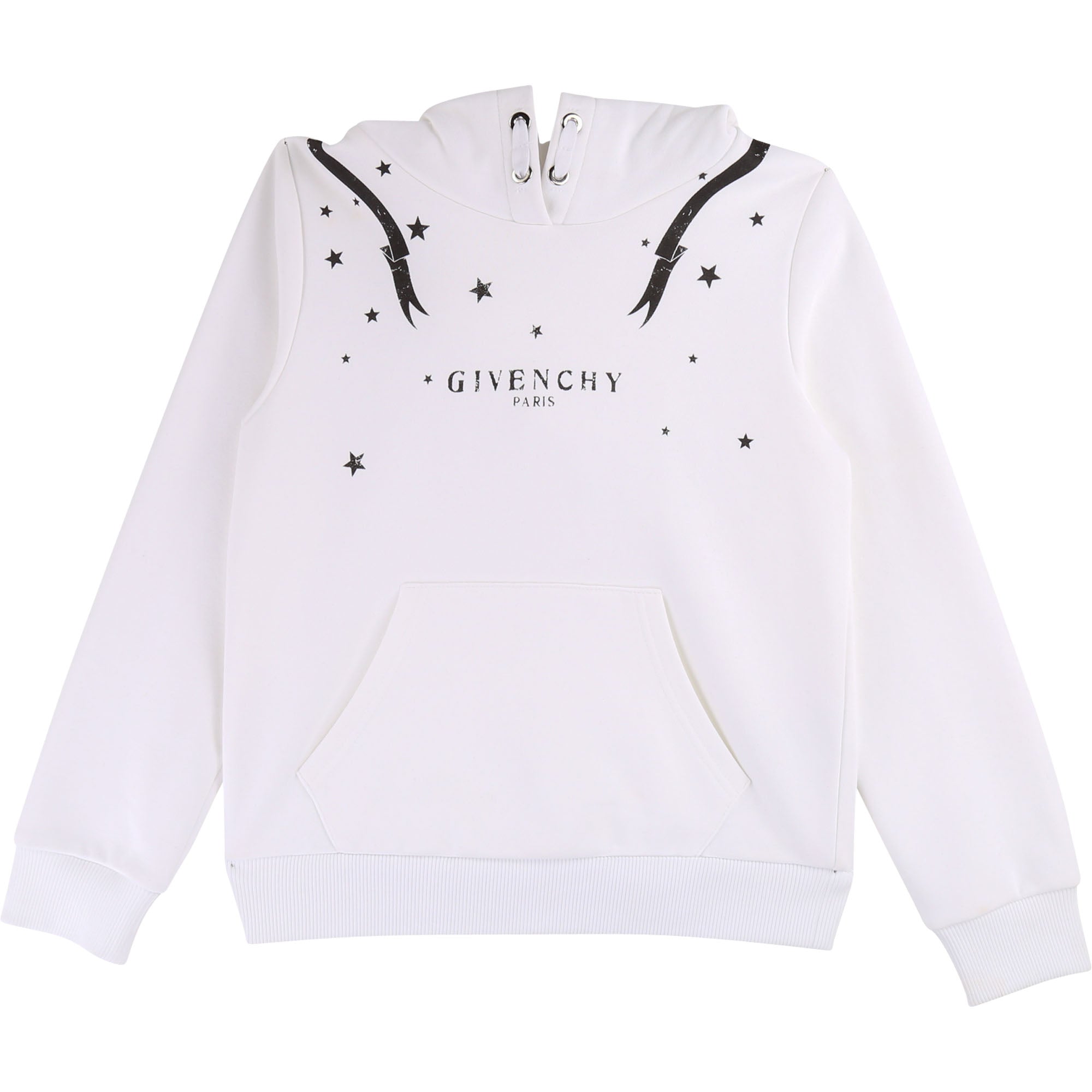 Girls White Hooded Cotton Sweatshirt