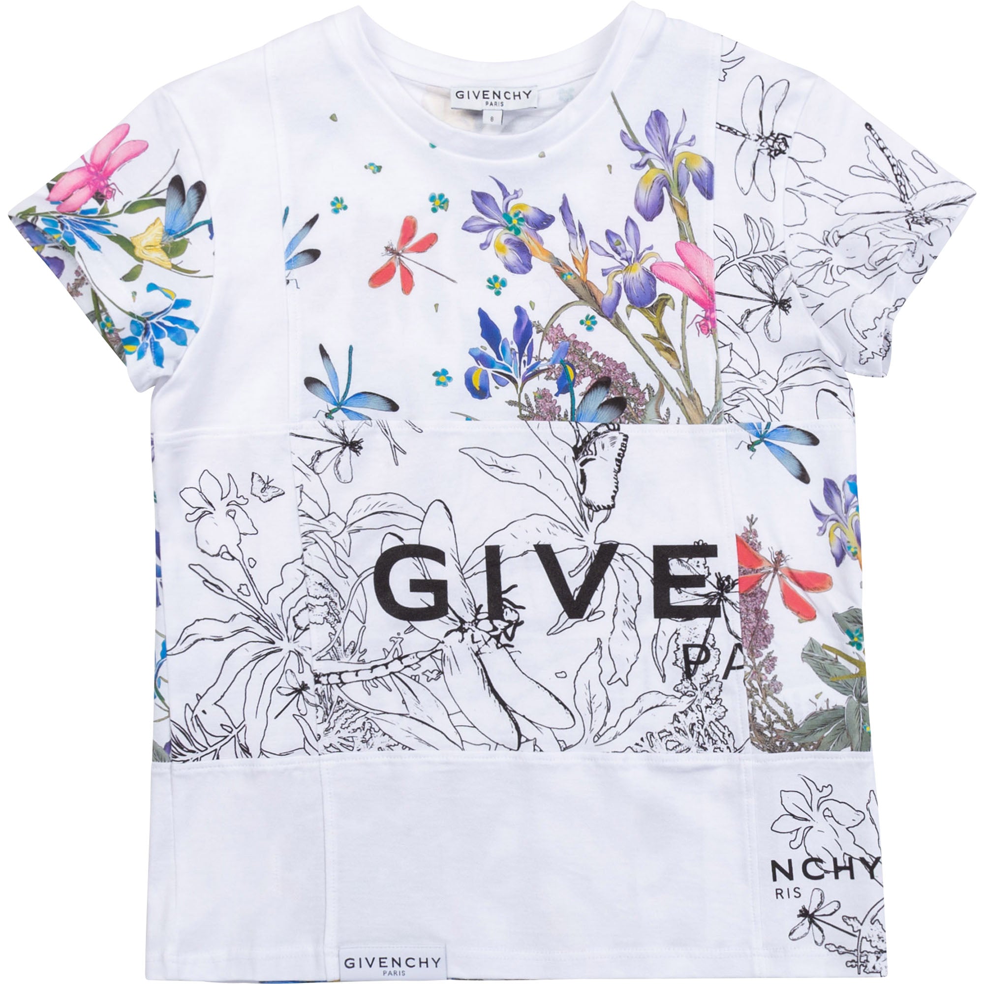 Girls White Printing Cotton T-Shirt
