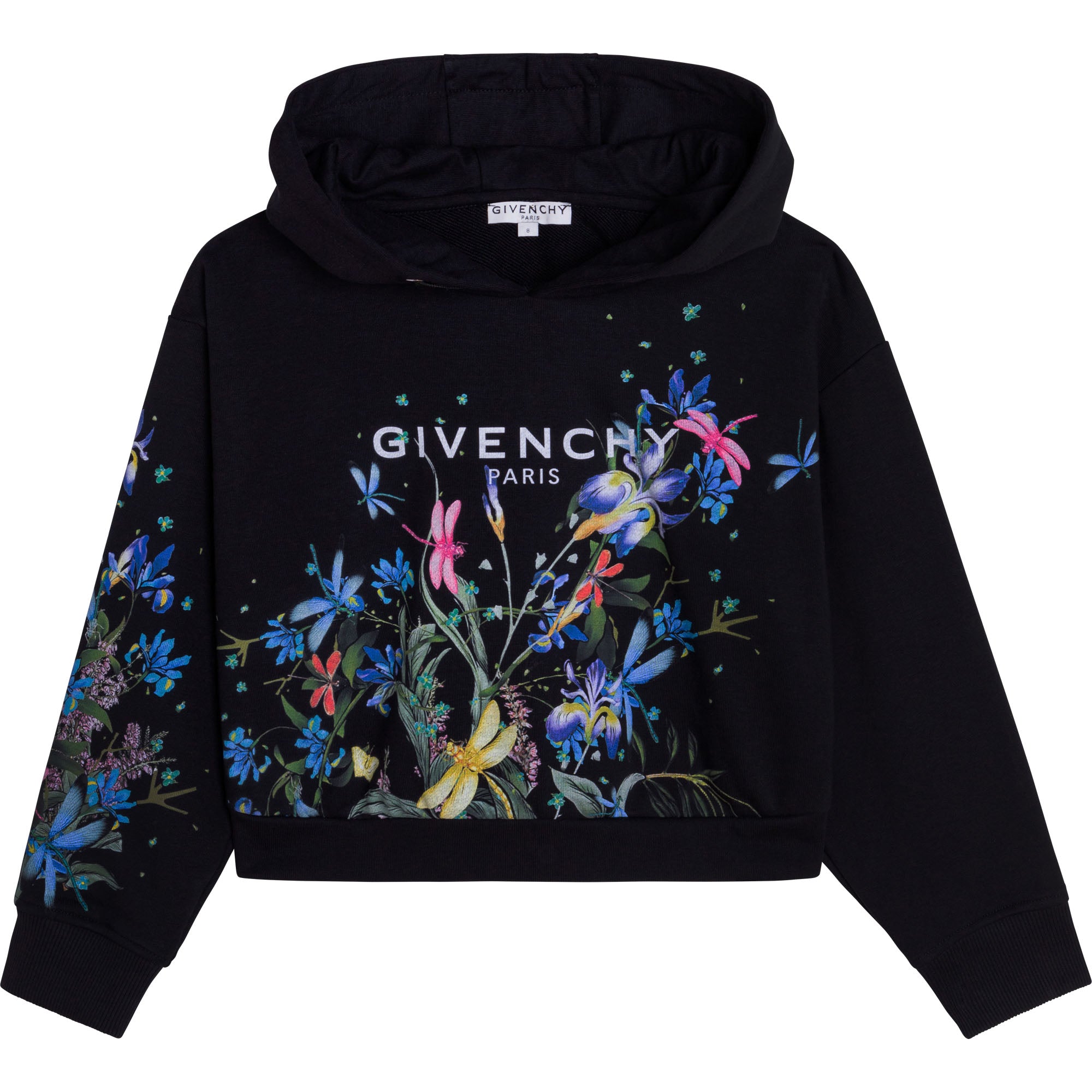 Girls Black Flowers Cotton Sweatshirt
